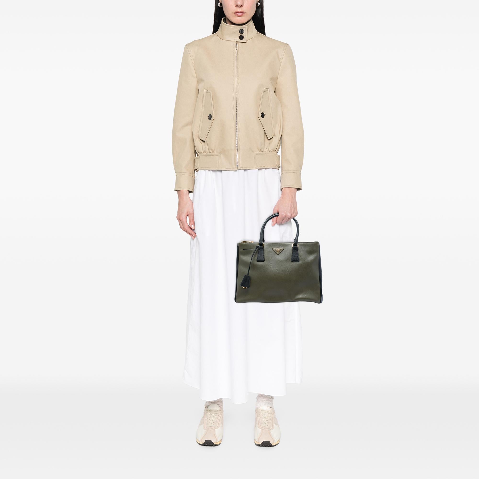 Prada Medium Bicolor Saffiano Lux Galleria Double Zip Satchel