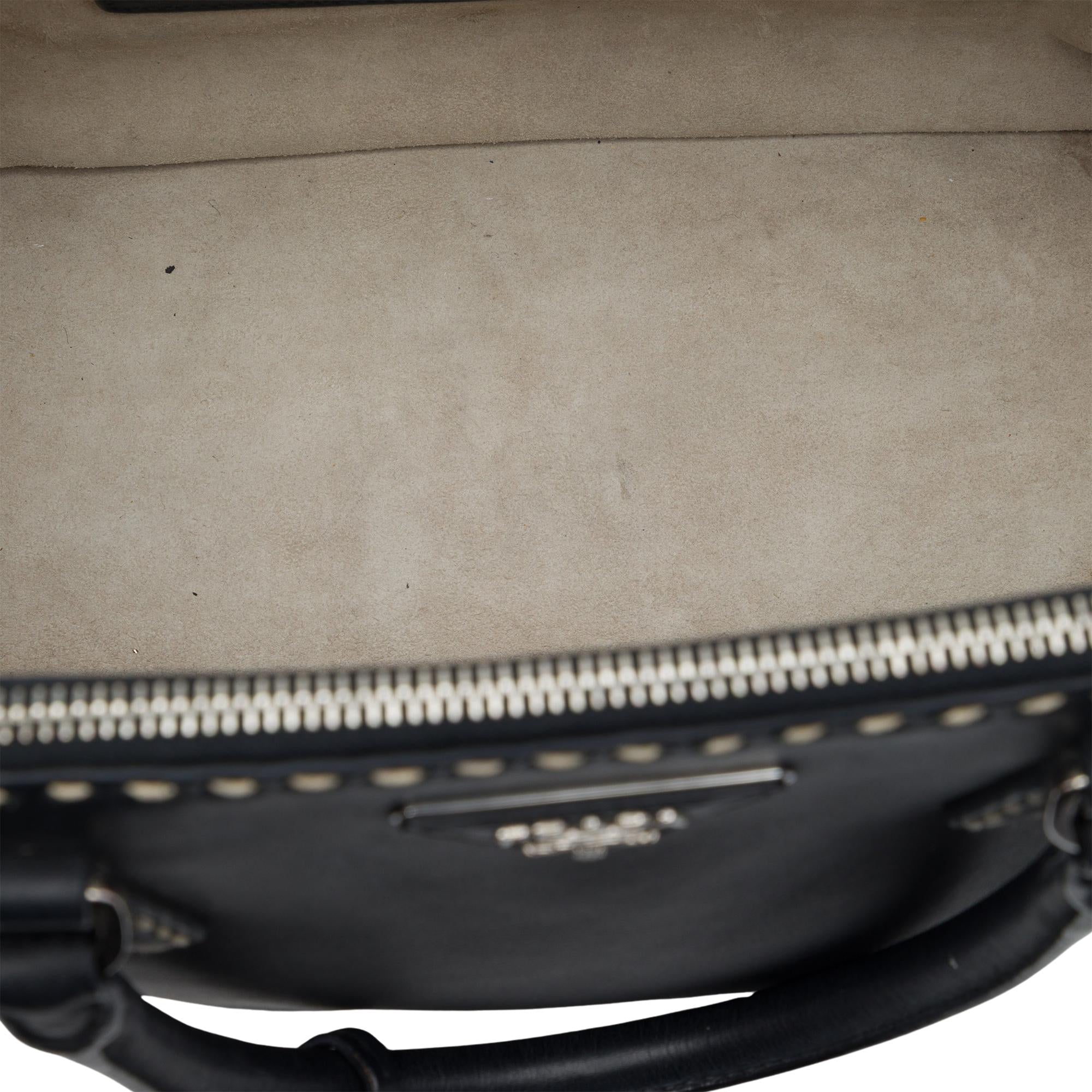 Prada Medium City Calf Hand Stitched Galleria Double Zip Satchel
