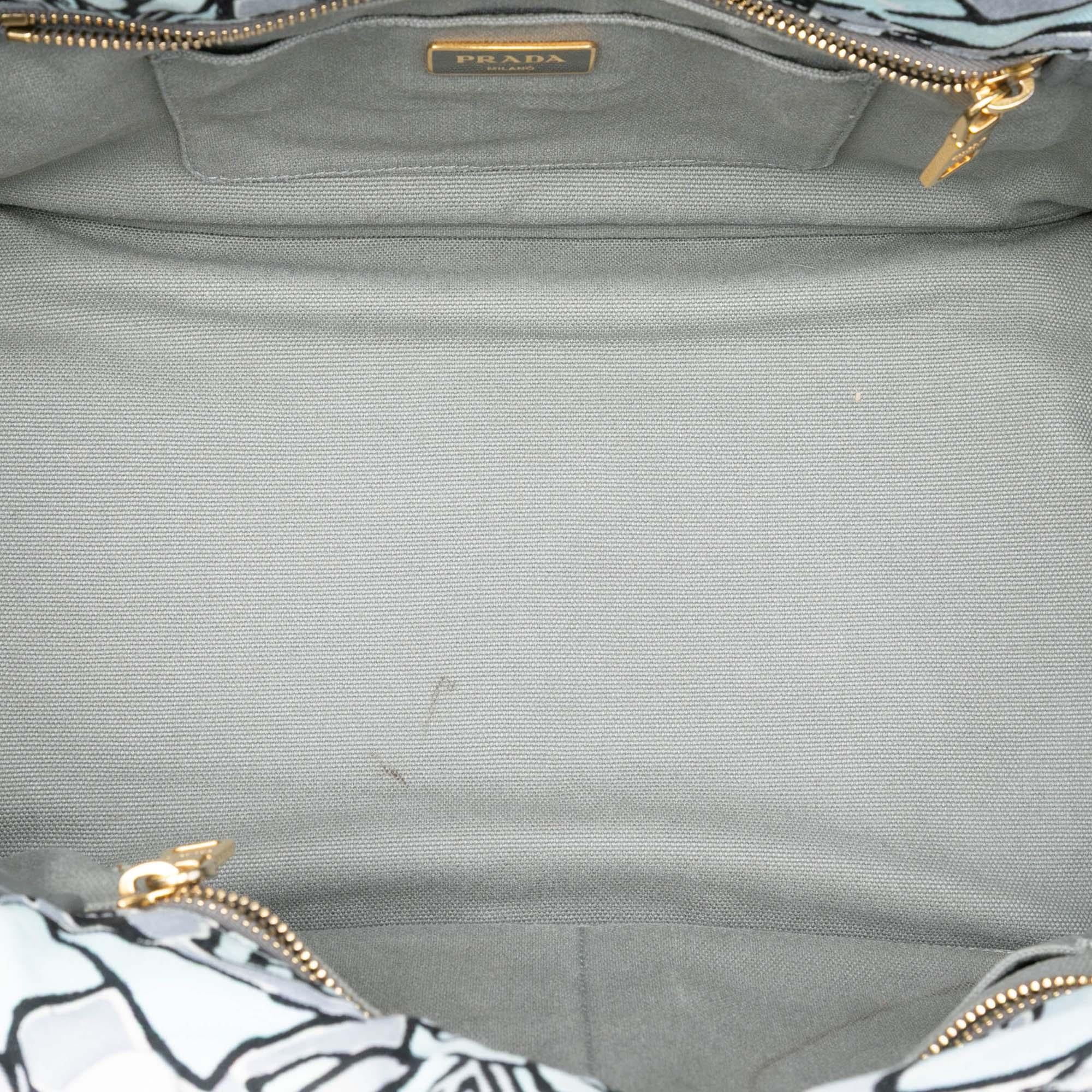 Prada Medium Floral Printed Canvas Canapa Satchel