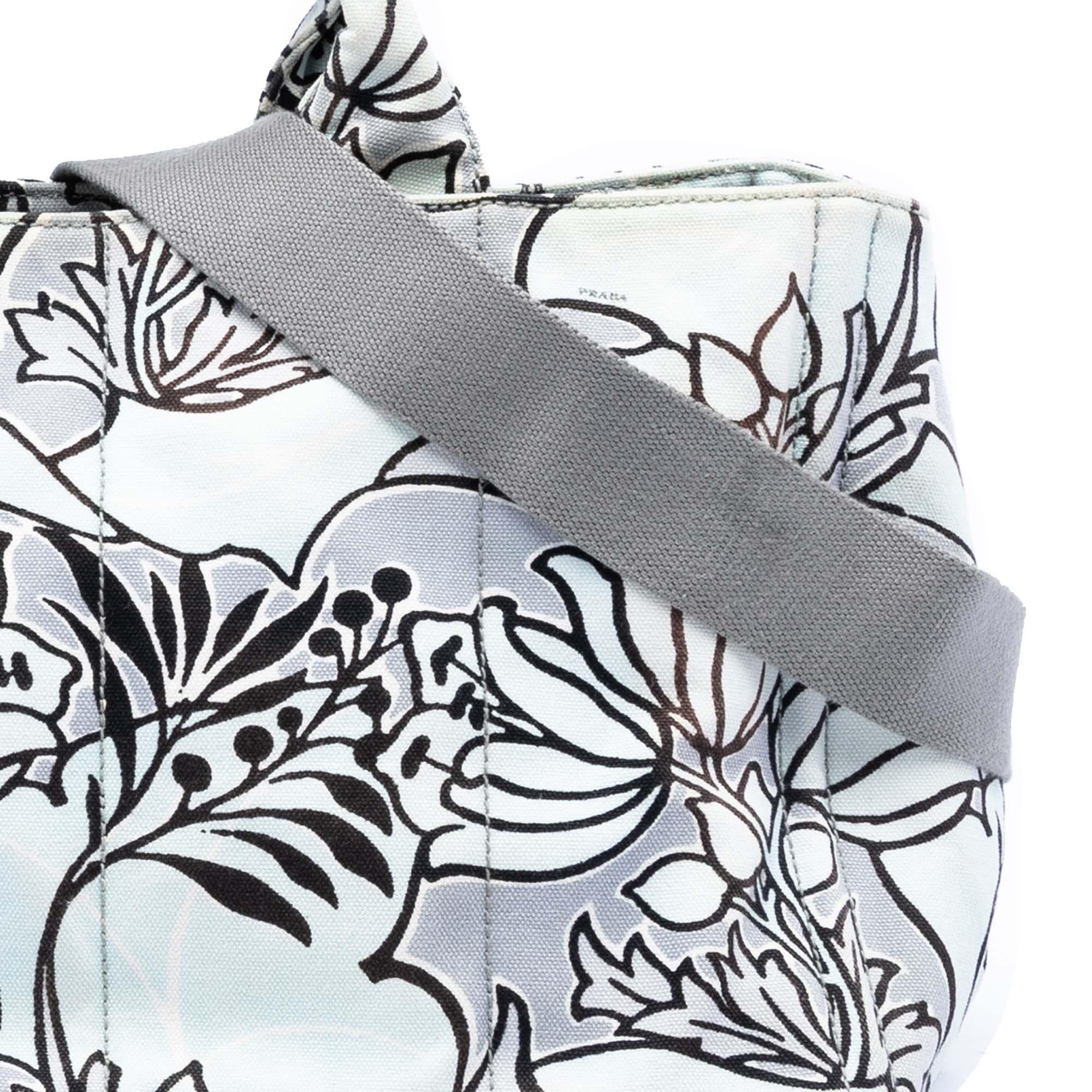 Prada Medium Floral Printed Canvas Canapa Satchel