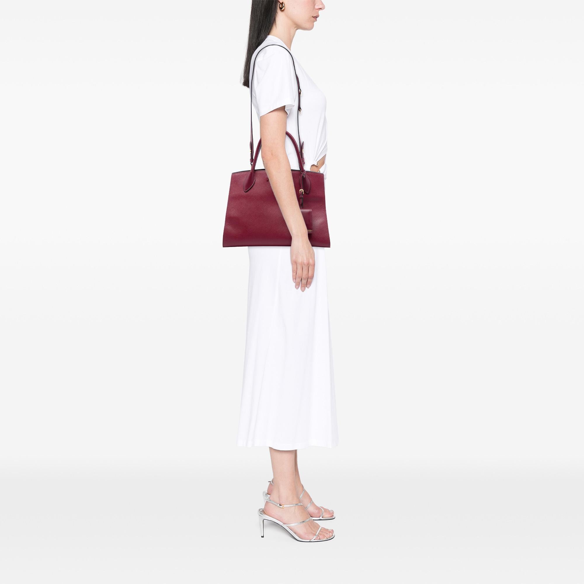 Prada Medium Saffiano Cuir Monochrome Top Handle Tote
