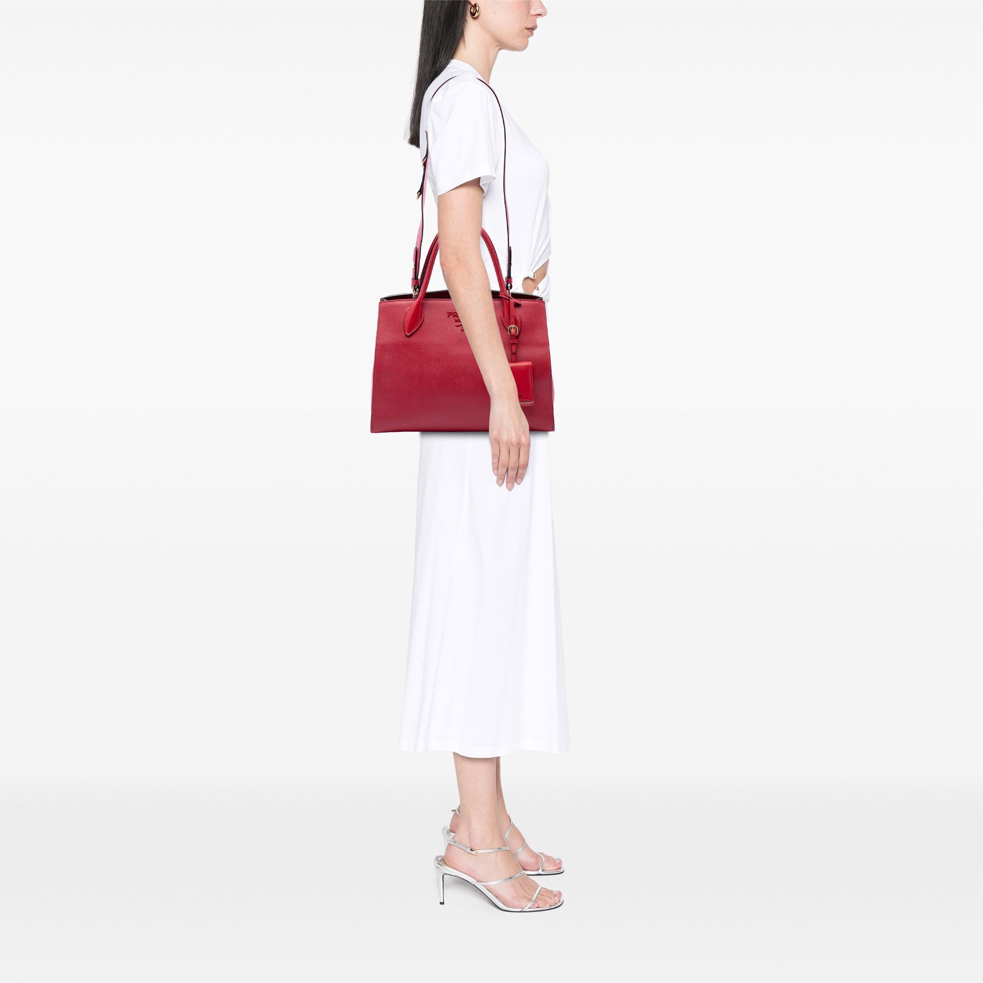 Prada Medium Saffiano Cuir Monochrome Top Handle Tote
