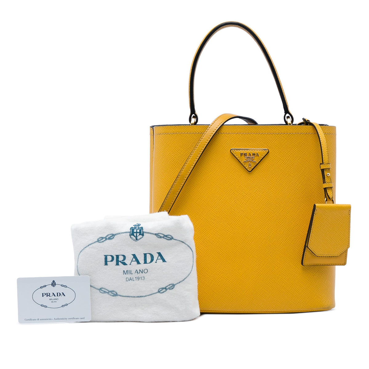 Prada Medium Saffiano Cuir Panier Bucket Bag