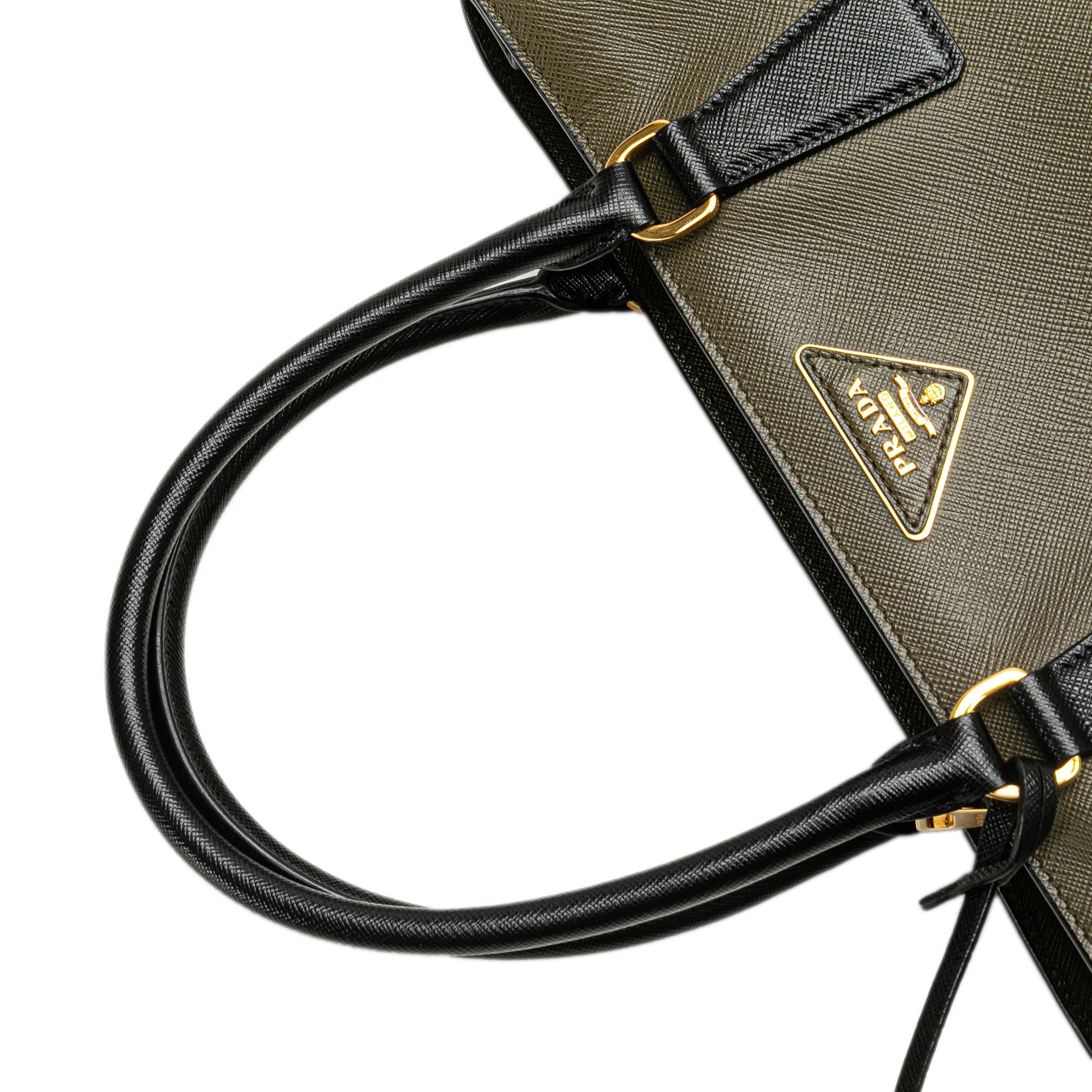 Prada Medium Saffiano Lux Bicolor Galleria Satchel