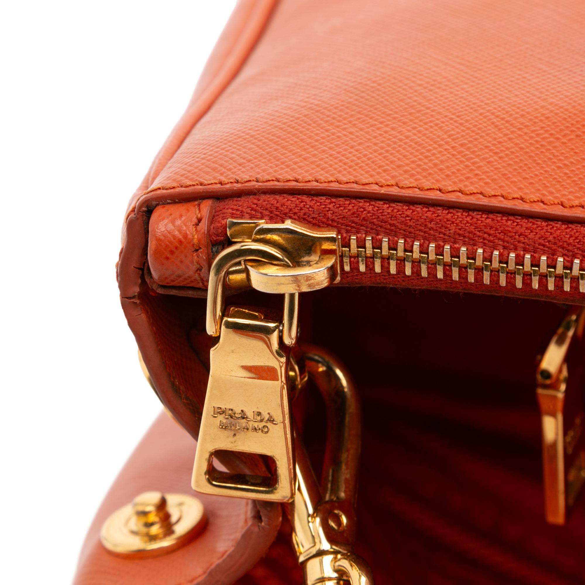 Prada Medium Saffiano Lux Galleria Double Zip Satchel