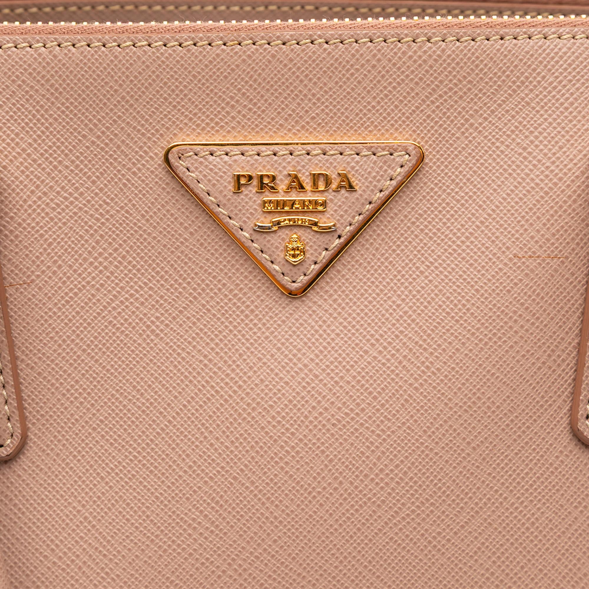 Prada Medium Saffiano Lux Galleria Double Zip Satchel