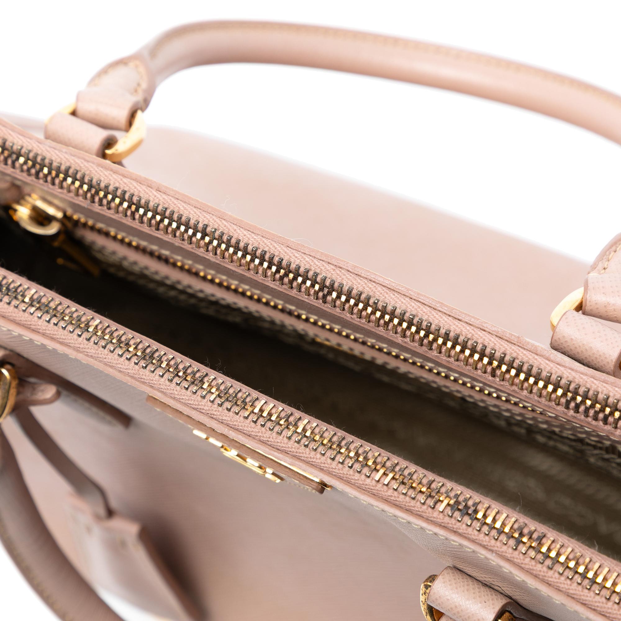 Prada Medium Saffiano Lux Galleria Double Zip Satchel