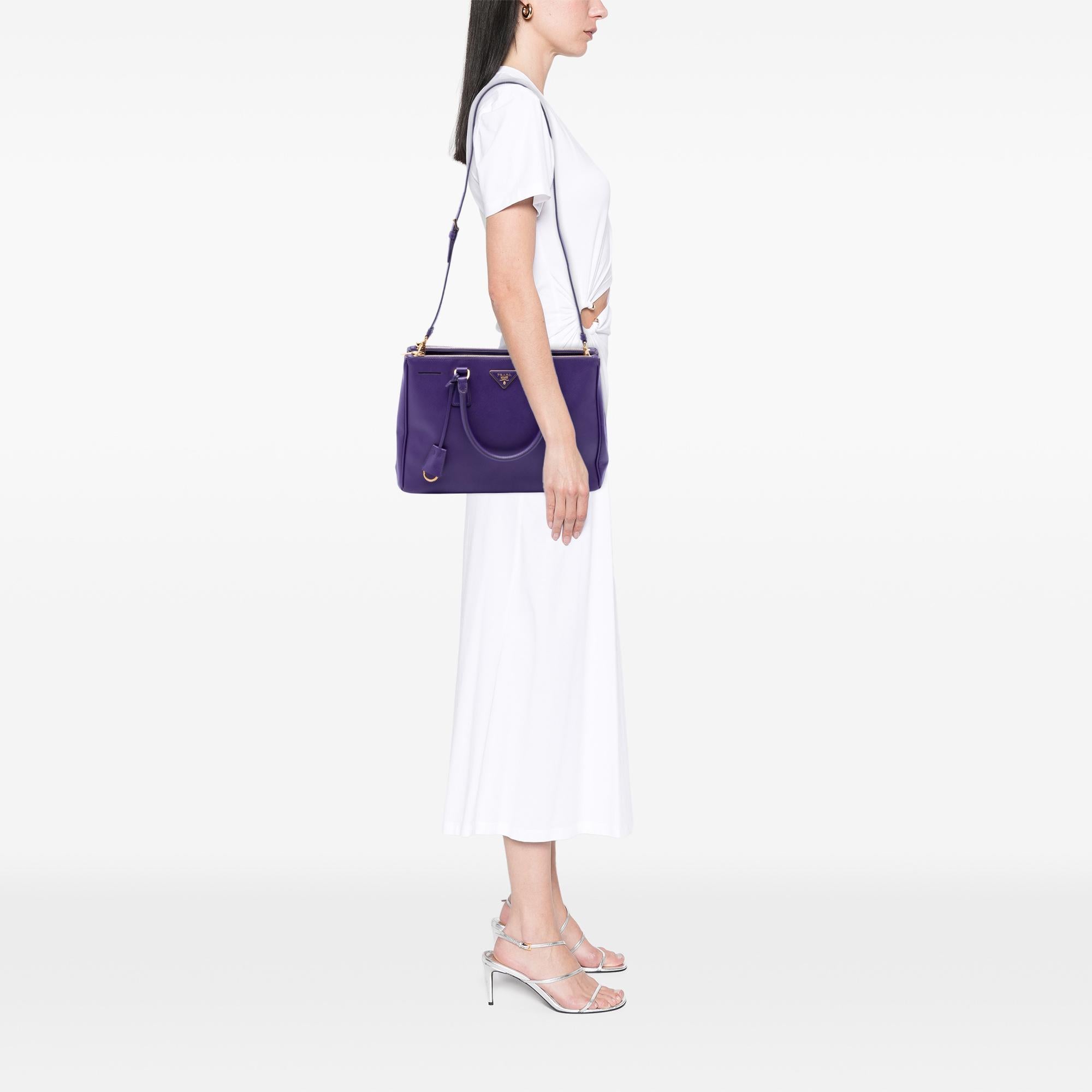 Prada Medium Saffiano Lux Galleria Double Zip Satchel