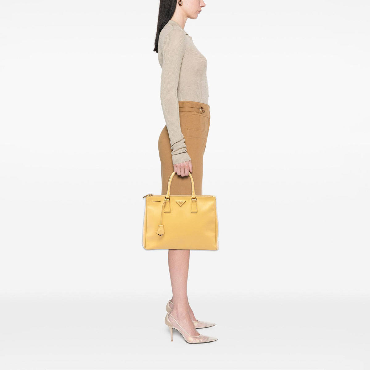 Prada Medium Saffiano Lux Galleria Double Zip Satchel