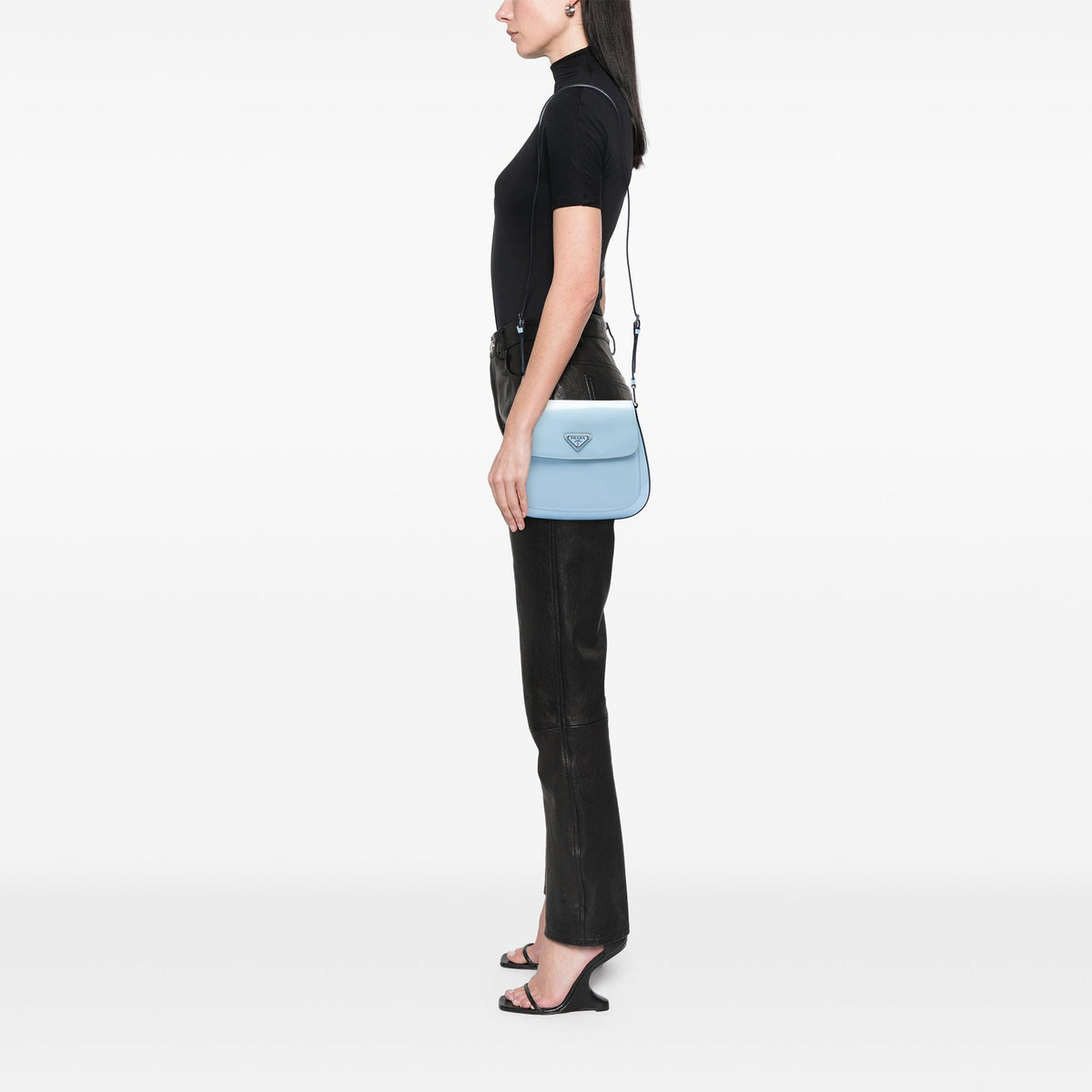 Prada Medium Spazzolato Leather Cleo Flap Crossbody