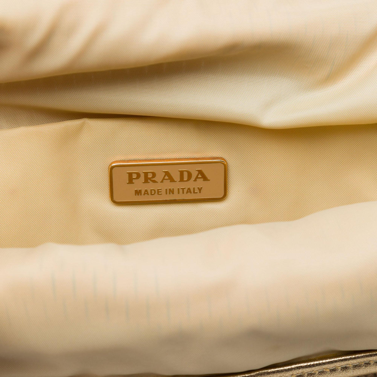 Prada Metallic Calfskin Woven Slit Patterned Handbag