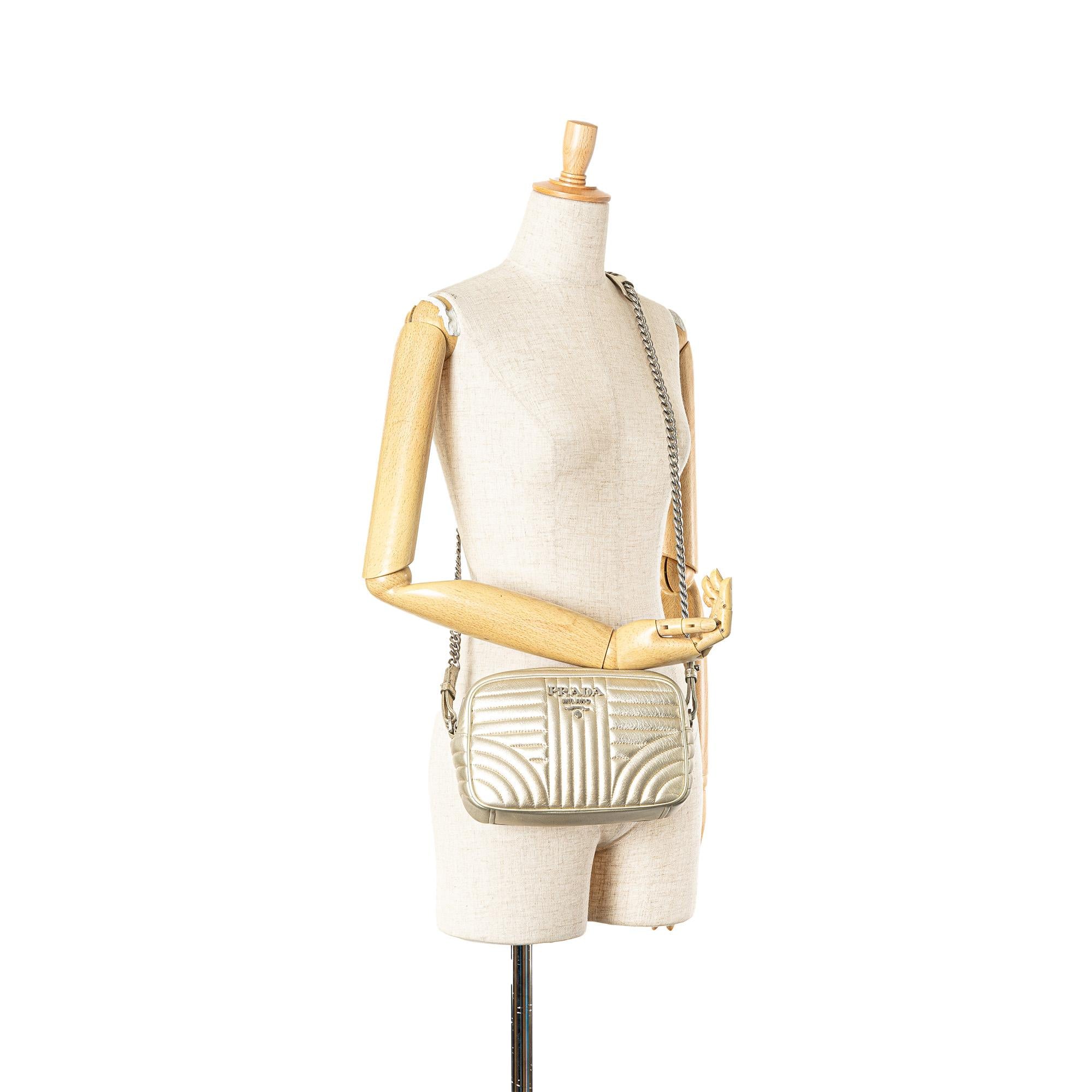 Prada Metallic Nappa Impunture Diagramme Camera Bag (SHG-kI9IjU)