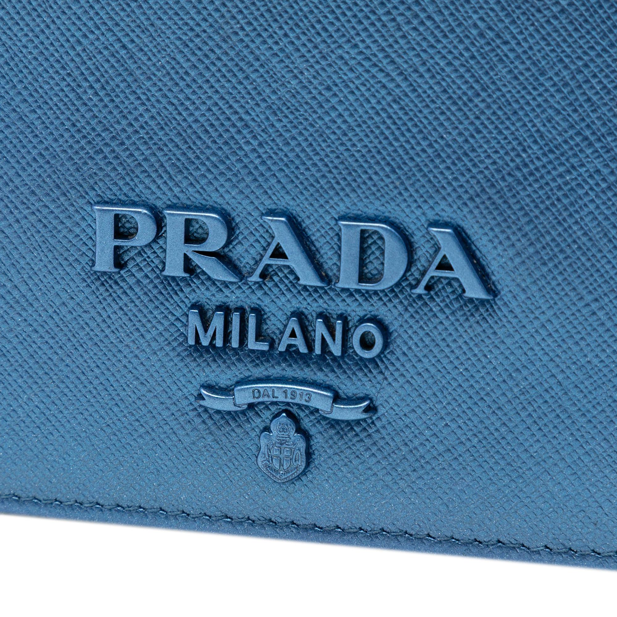 Prada Metallic Saffiano Lux Monochrome Wallet on Chain