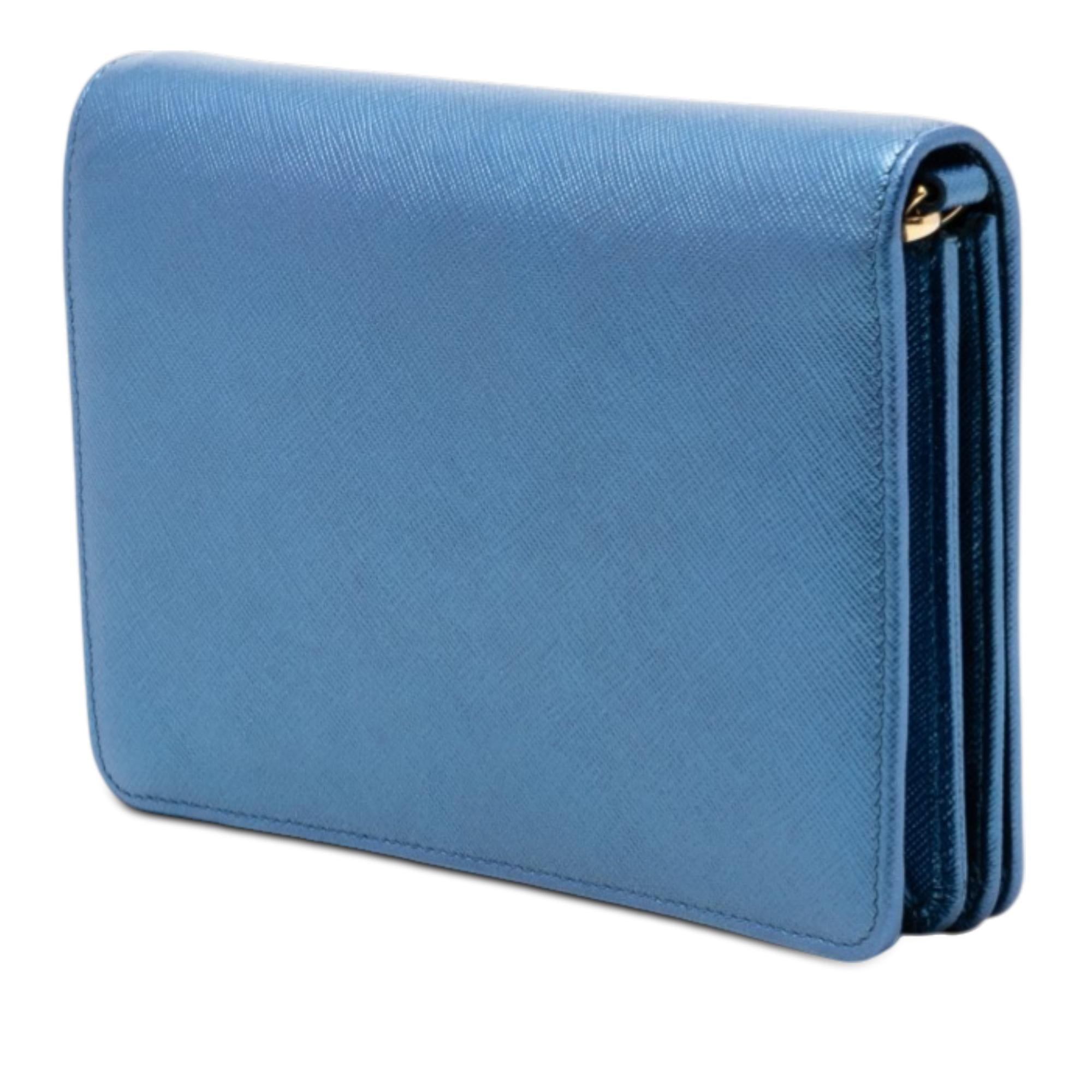Prada Metallic Saffiano Lux Monochrome Wallet on Chain