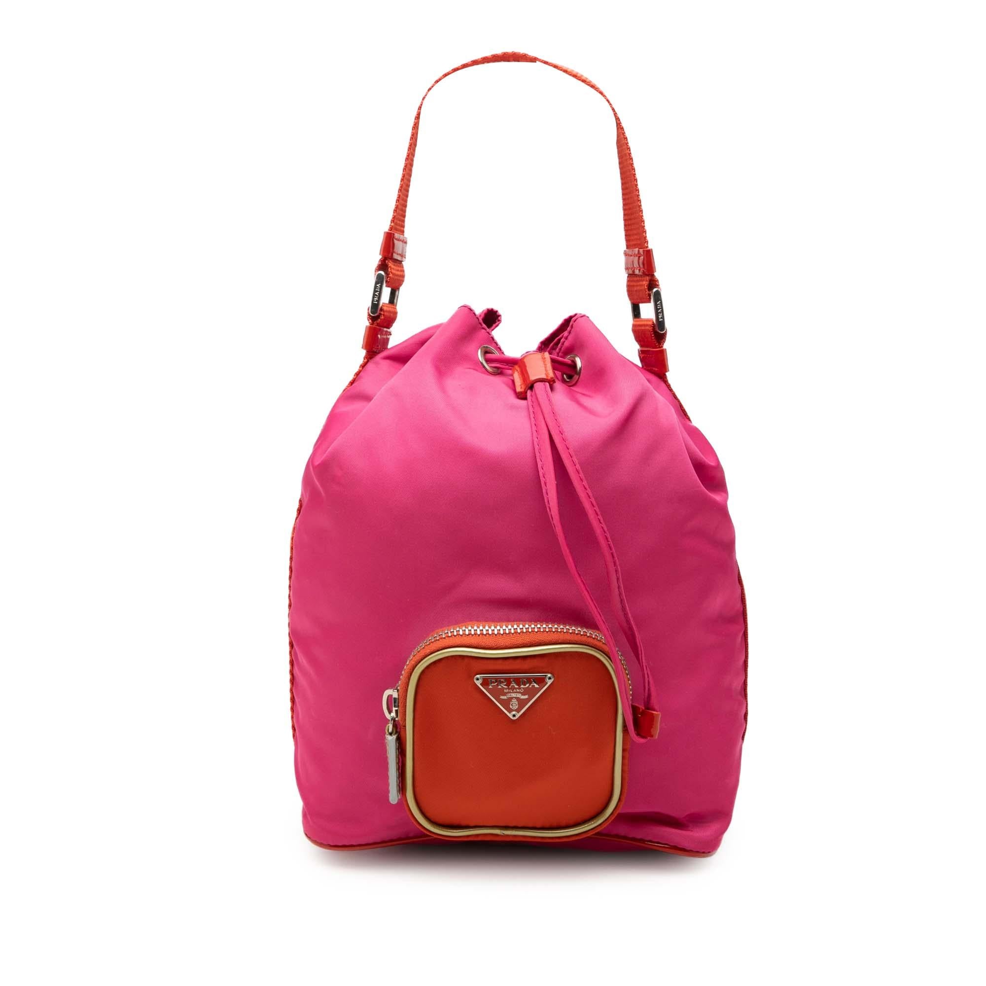 Prada Mini Bicolor Tessuto Drawstring Bucket Bag