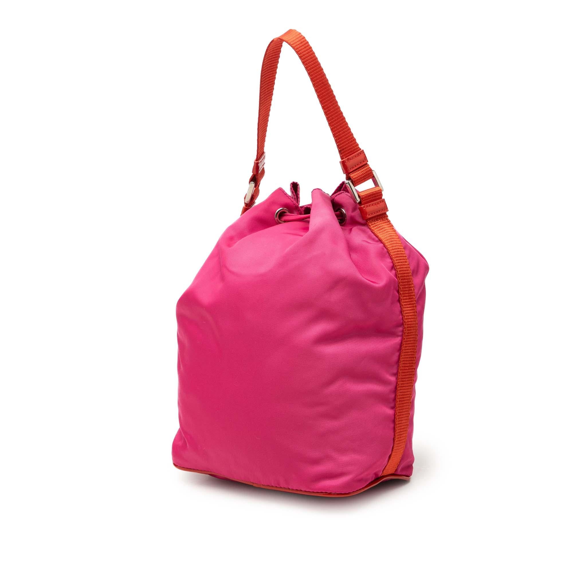 Prada Mini Bicolor Tessuto Drawstring Bucket Bag