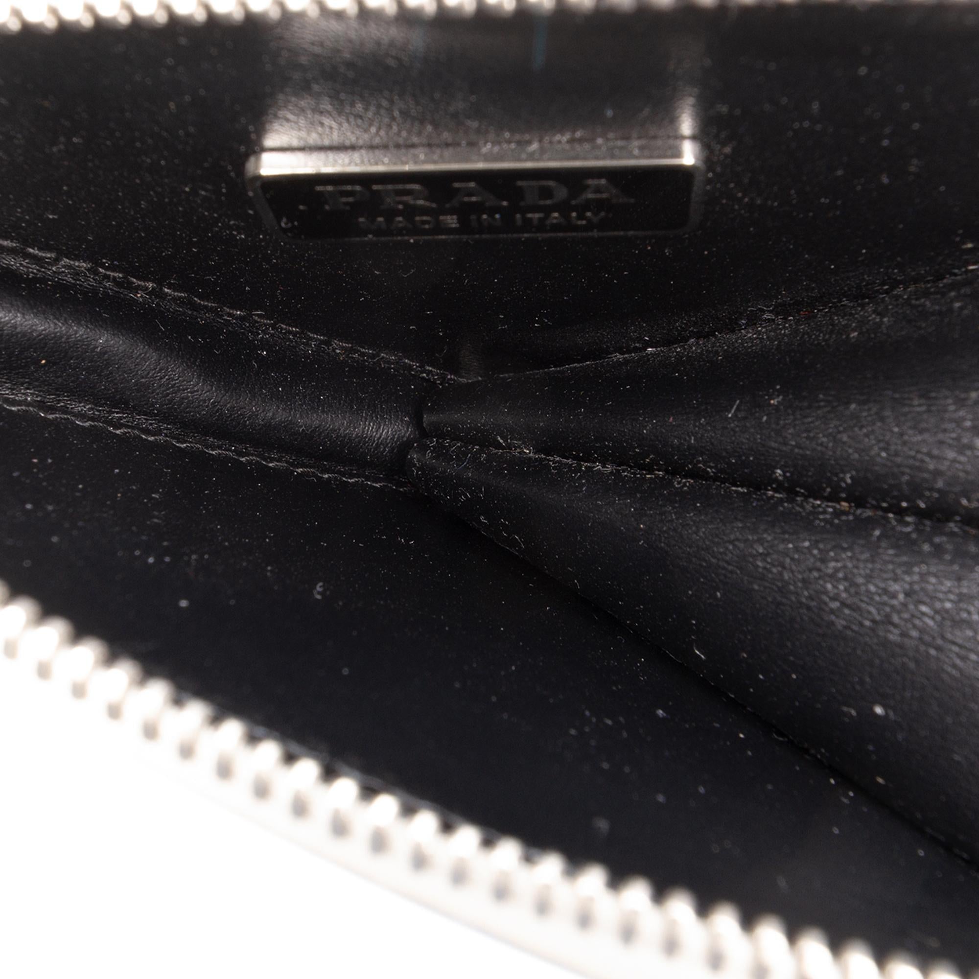 Prada Mini Brushed Leather Triangle Chain Pouch