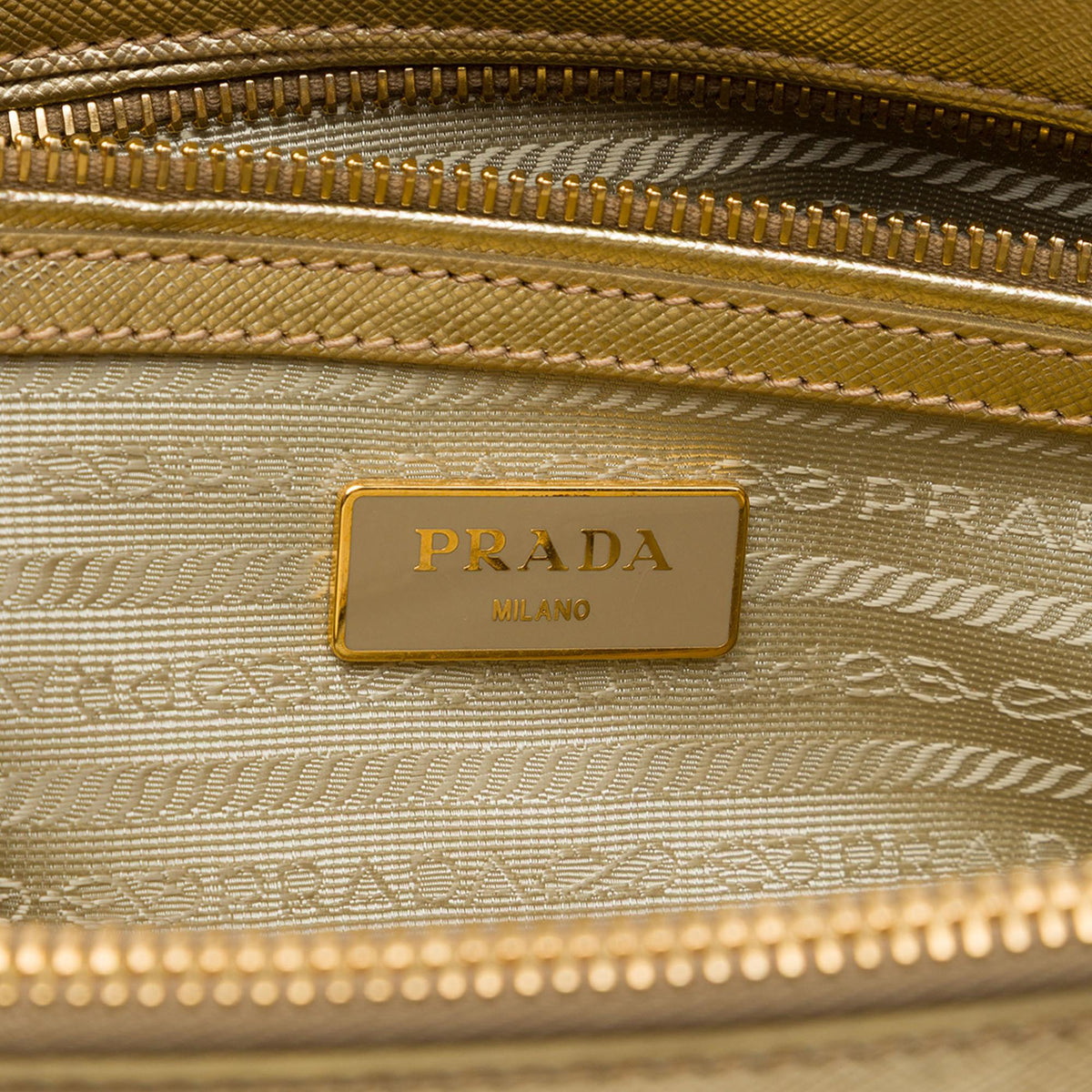 Prada Mini Metallic Saffiano Lux Galleria Double Zip Satchel