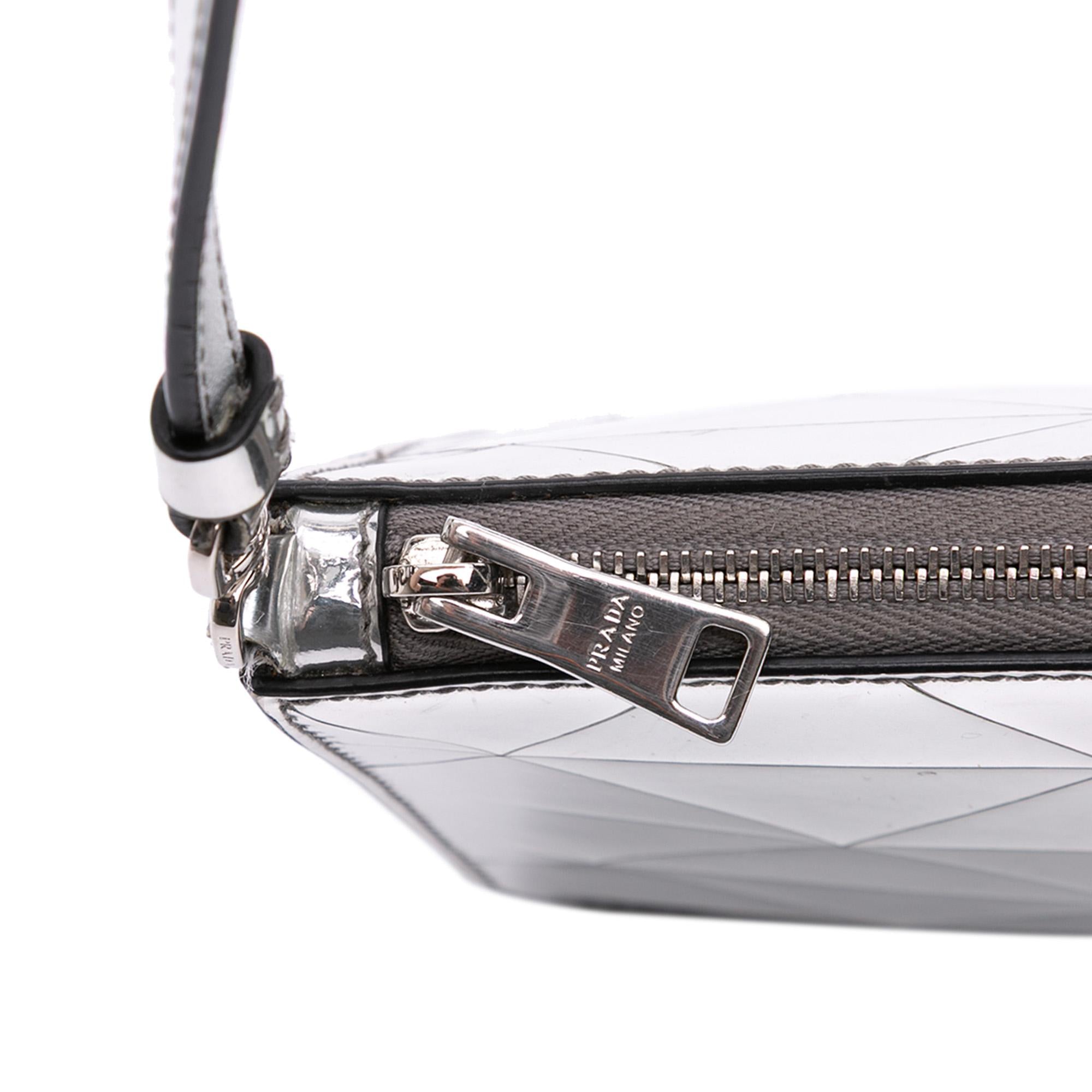 Prada Mini Metallic Spazzolato Tria Shoulder Bag