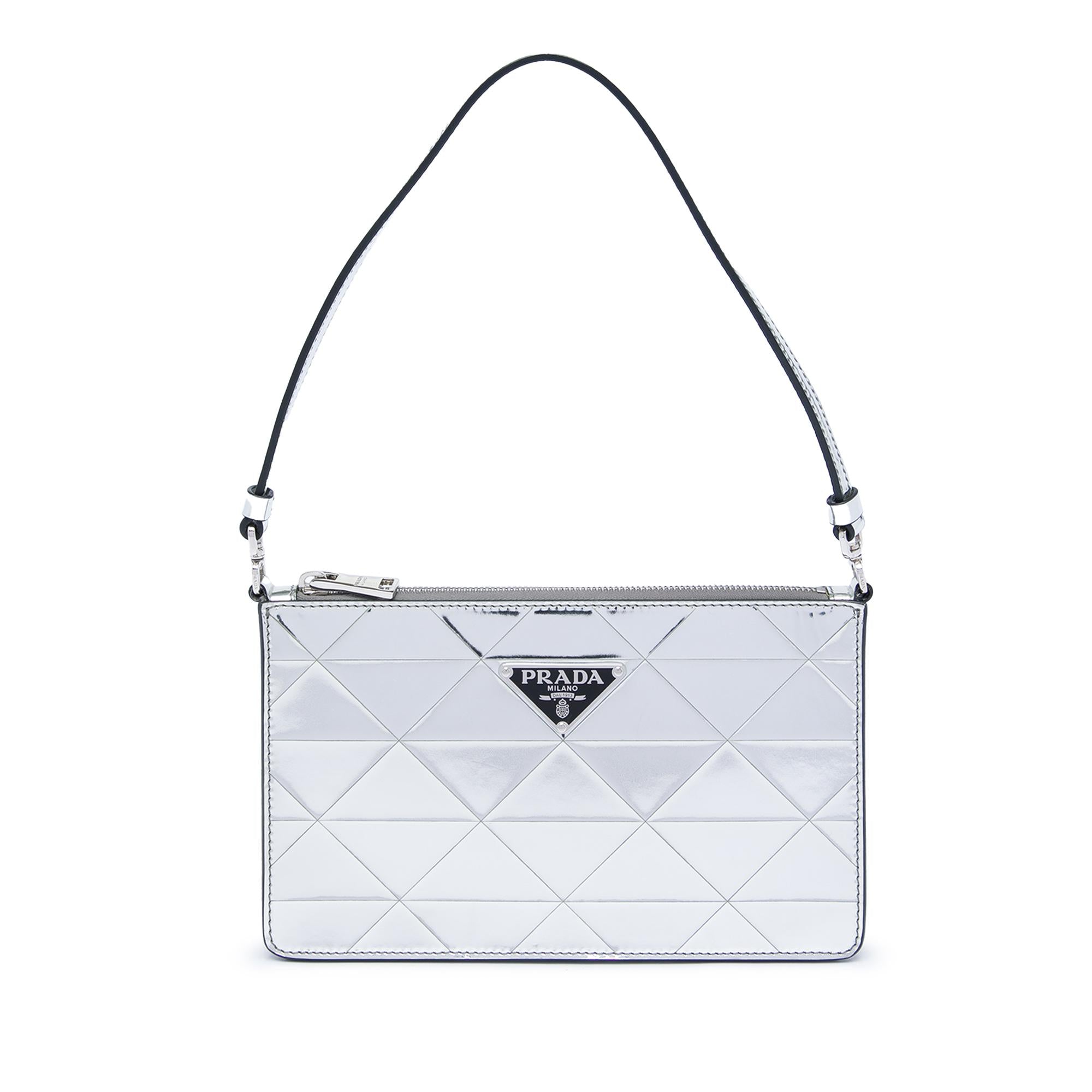 Prada Mini Metallic Spazzolato Tria Shoulder Bag