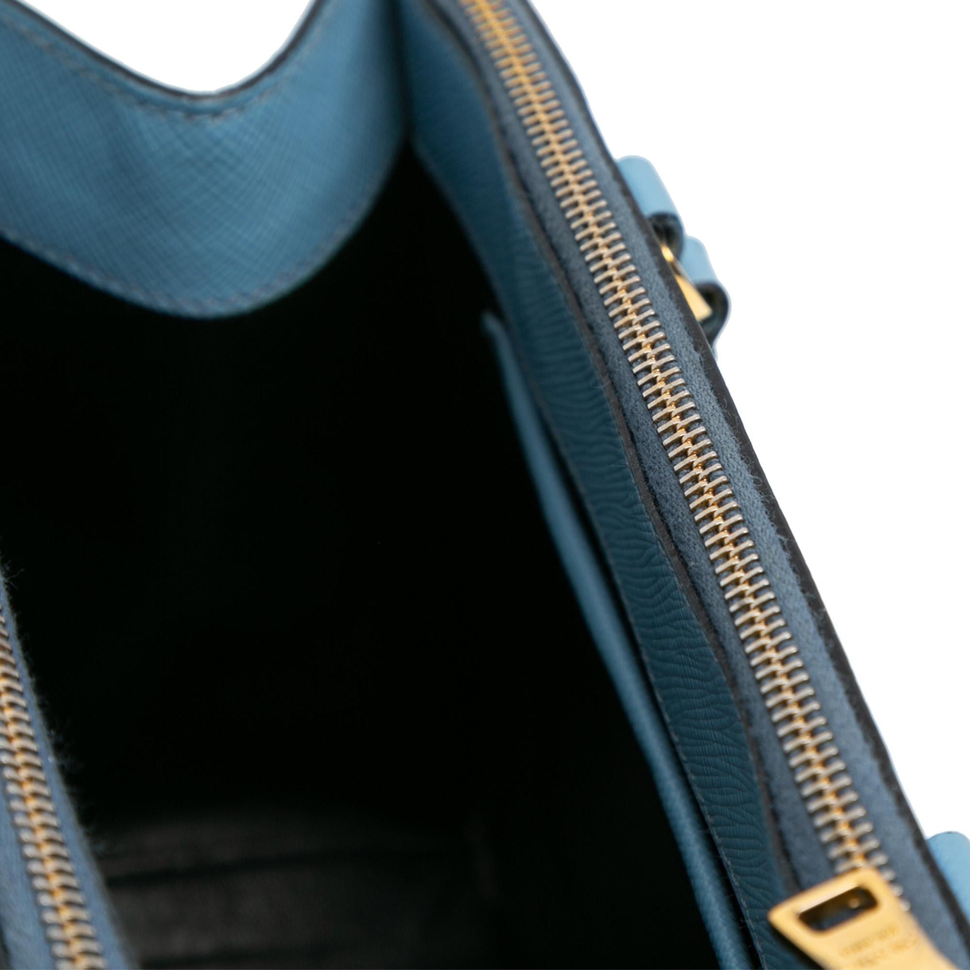 Prada Mini Saffiano Lux Crystal Embellished Galleria Double Zip (SHG-g3M42d)