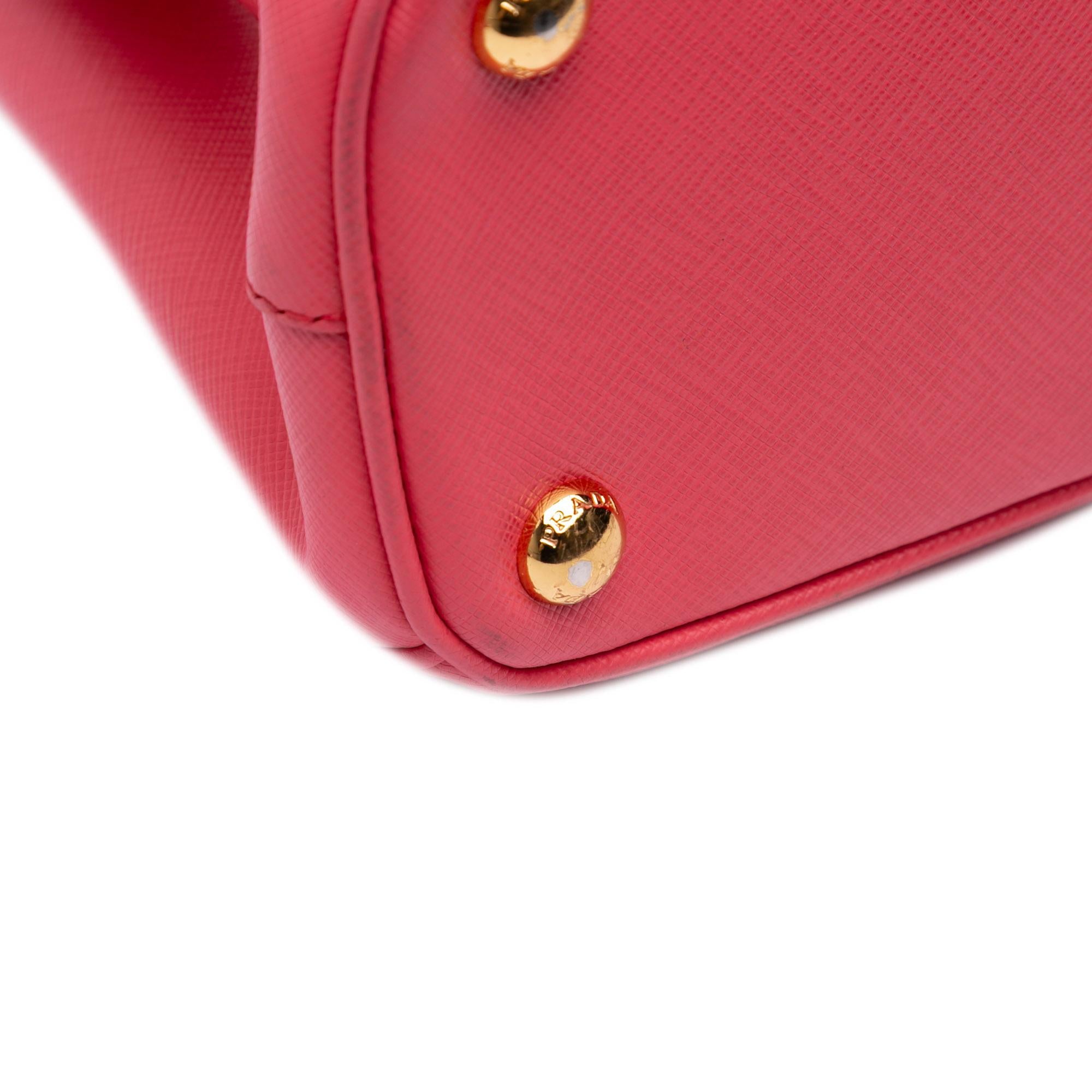 Prada Mini Saffiano Lux Galleria Double Zip Satchel