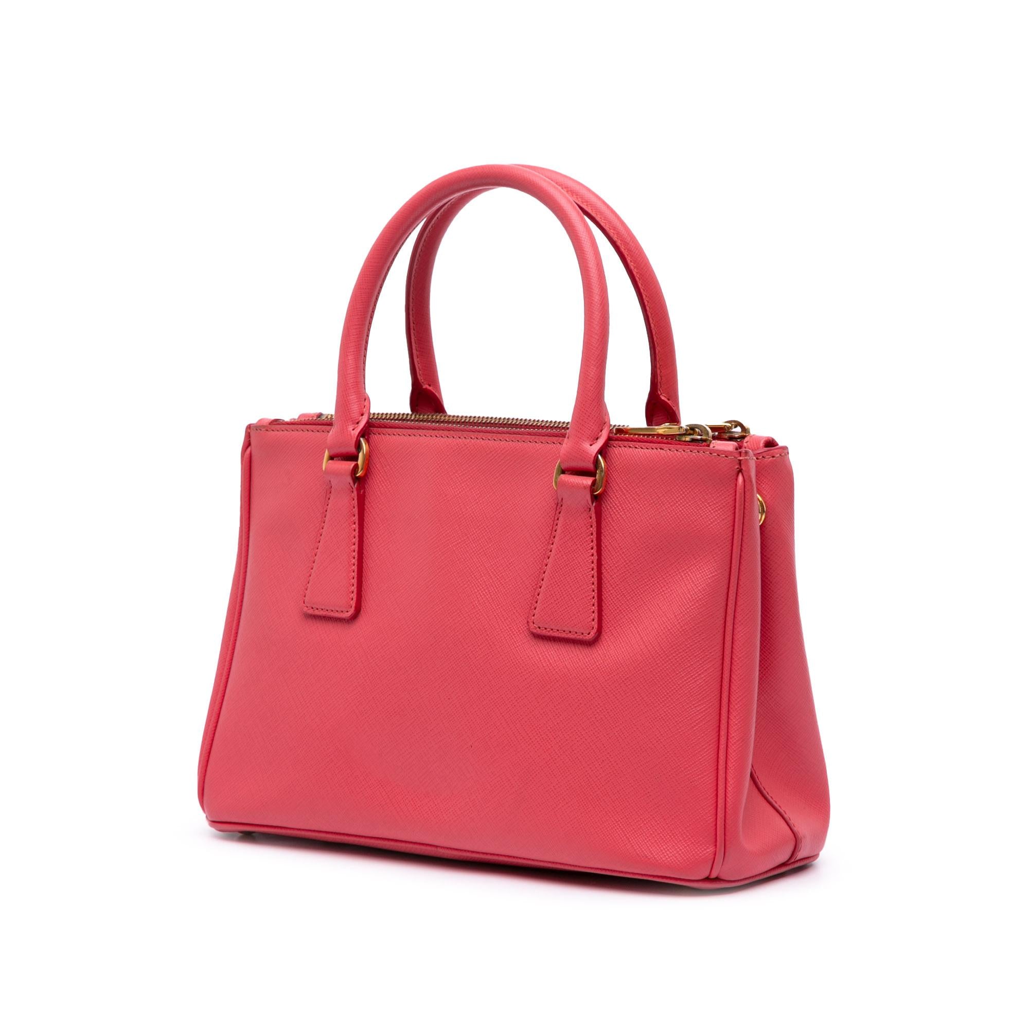 Prada Mini Saffiano Lux Galleria Double Zip Satchel
