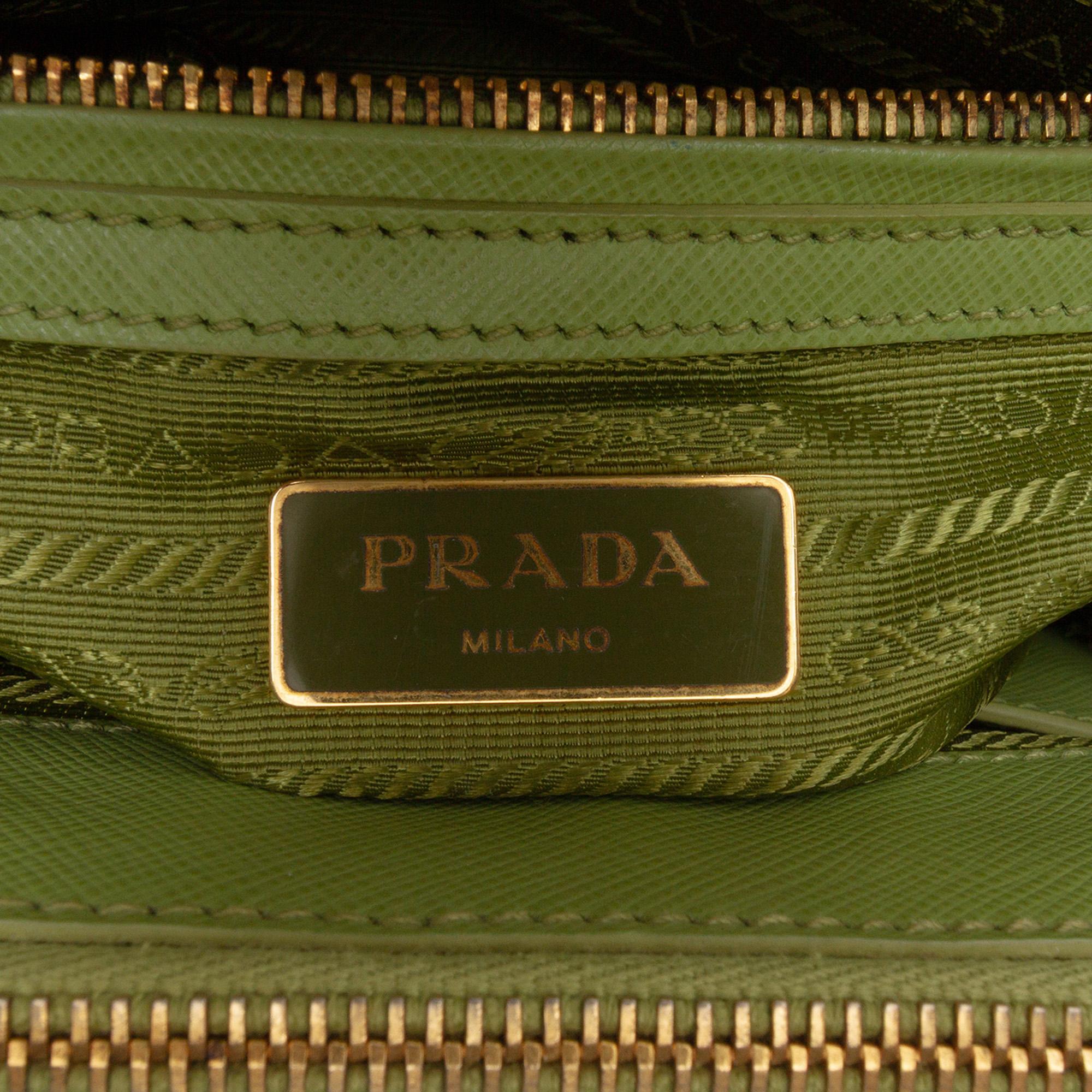 Prada Mini Saffiano Lux Galleria Double Zip Satchel