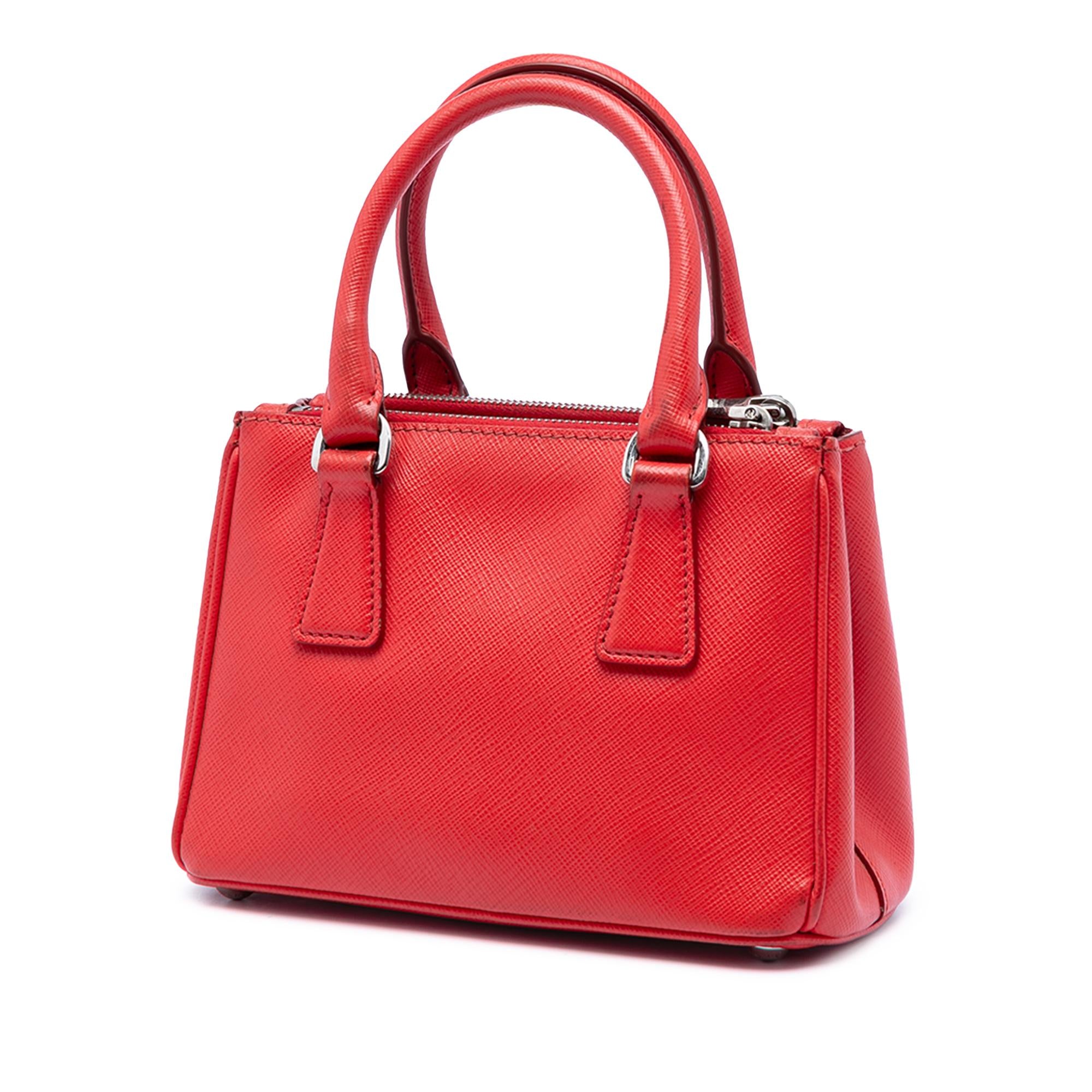 Prada Mini Saffiano Lux Galleria Double Zip Satchel