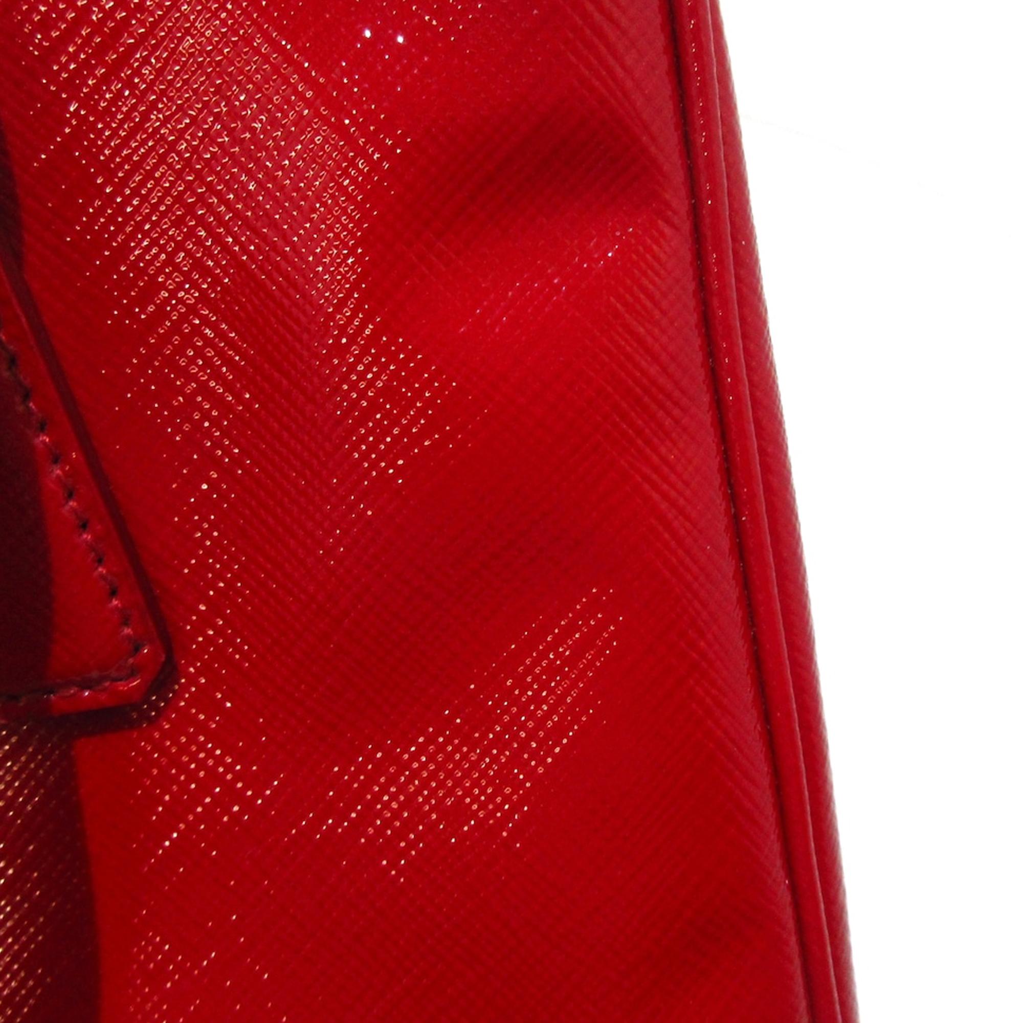 Prada Mini Saffiano Vernice Galleria Double Zip Satchel (SHG-7J2noA)