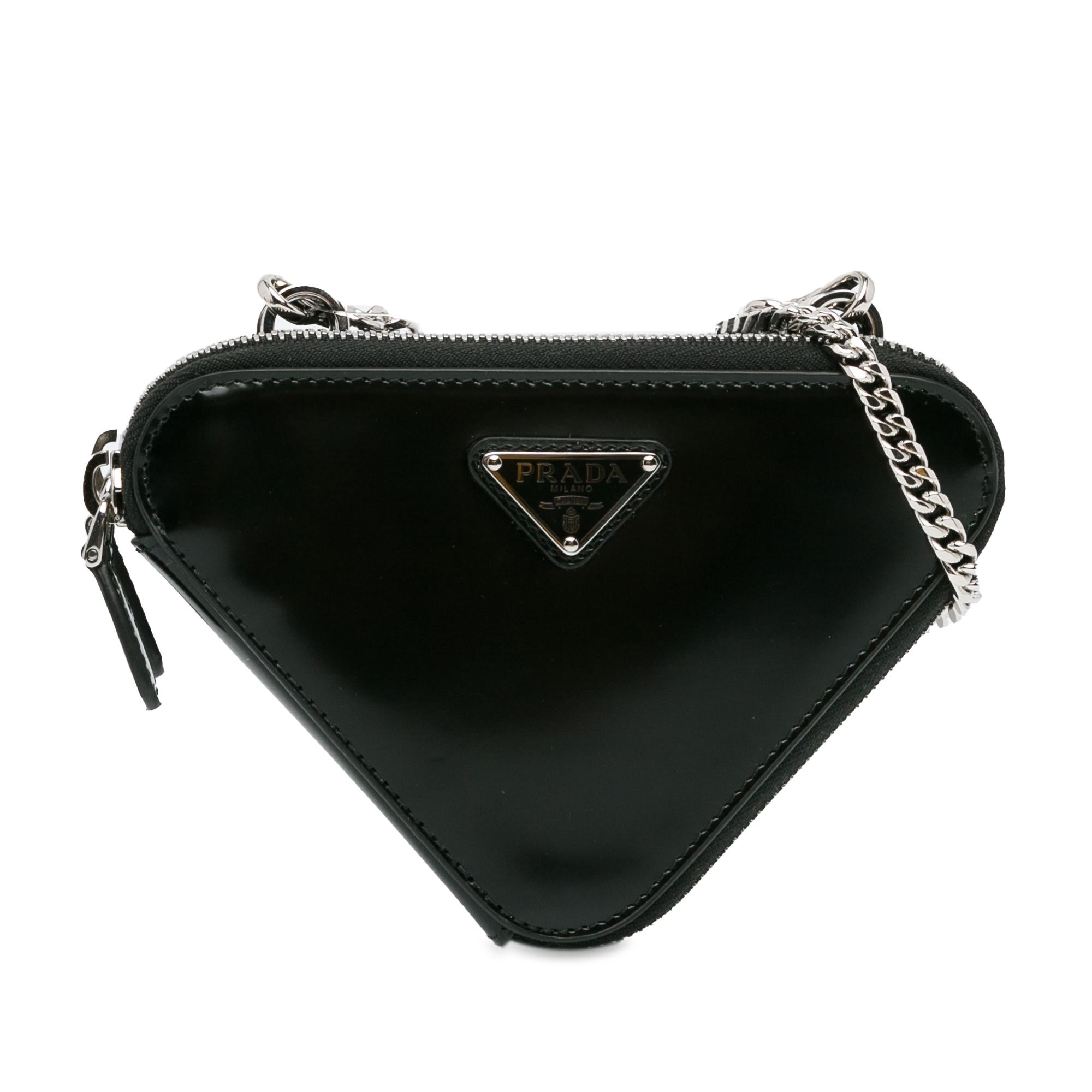 Prada Mini Spazzolato Leather Triangle Pouch (SHG-3S43ln)