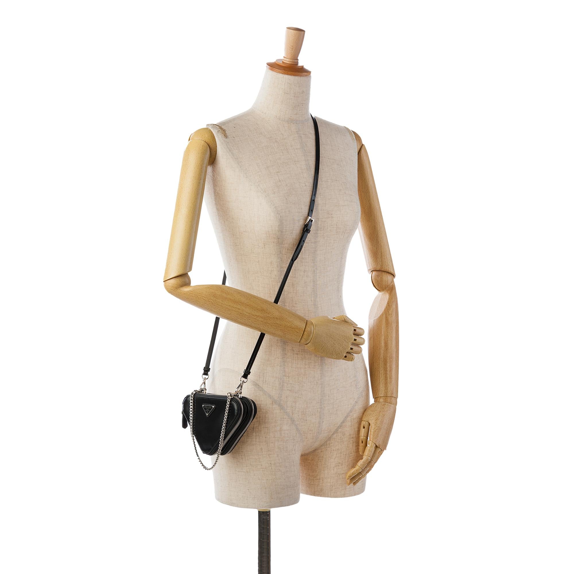 Prada Mini Spazzolato Leather Triangle Pouch (SHG-3S43ln)