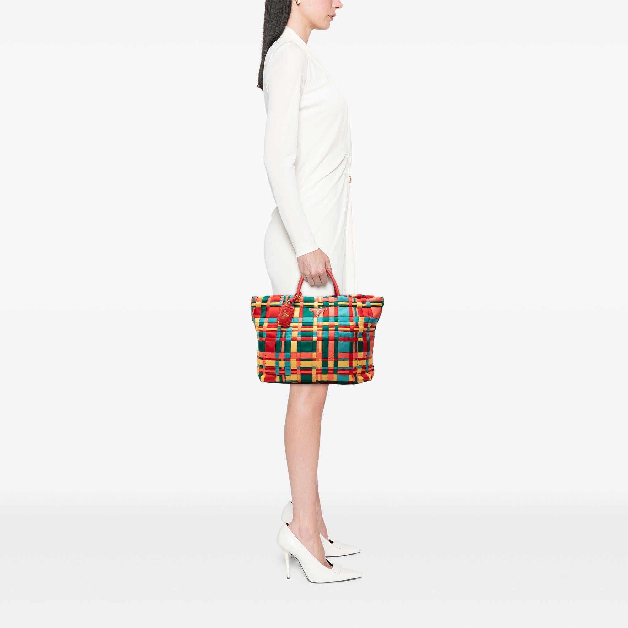 Prada Multicolor Woven Tessuto Shopping Tote