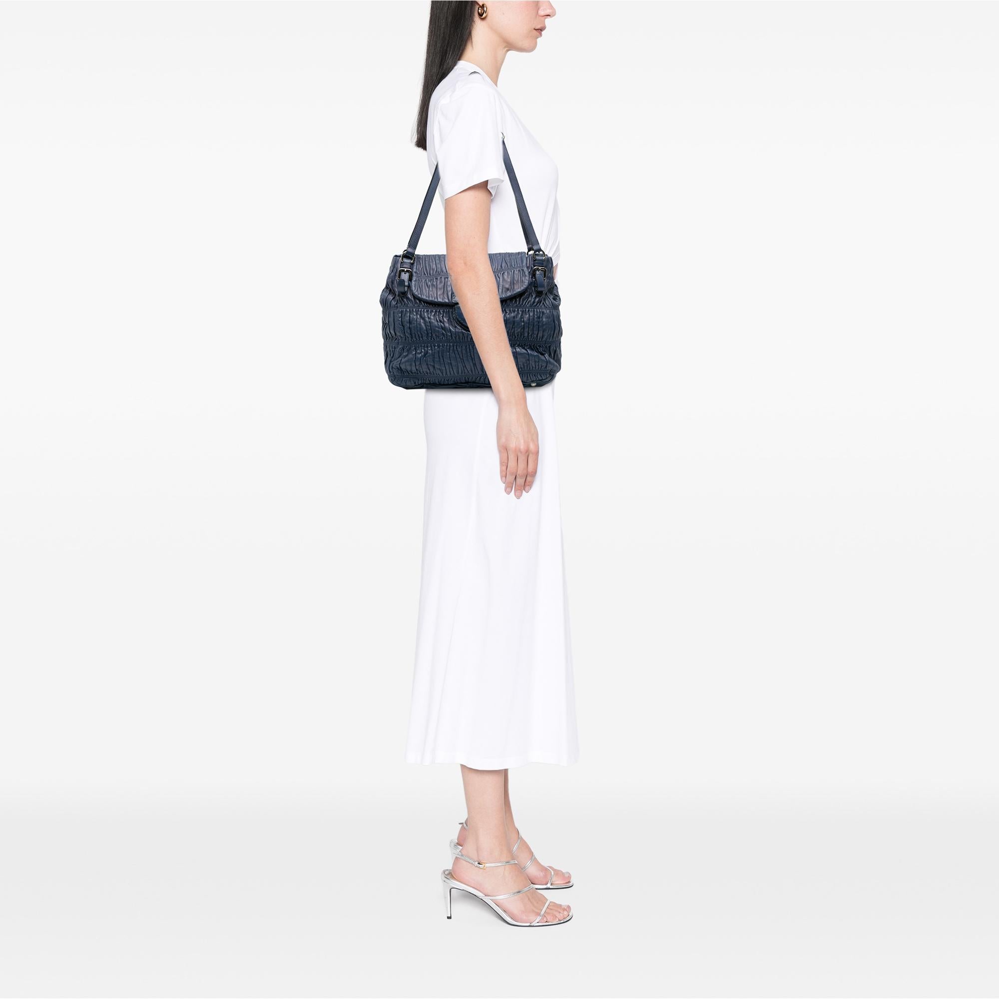 Prada Nappa Gaufre Buckle Strap Shoulder Bag