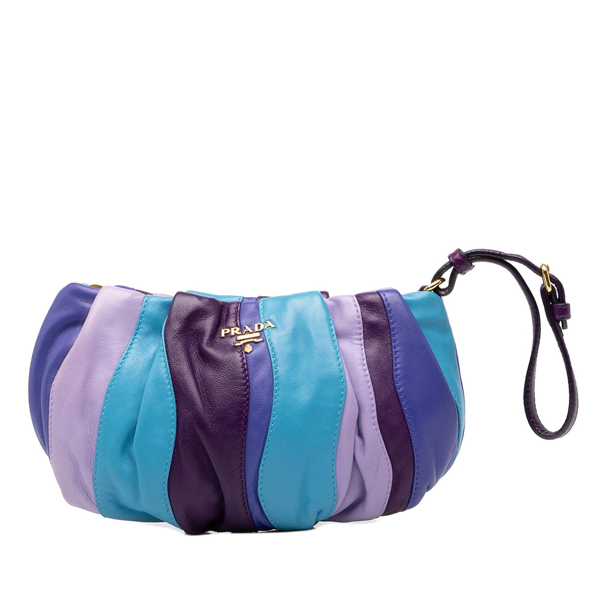 Prada Nappa Trembled Blossoms Stripes Clutch