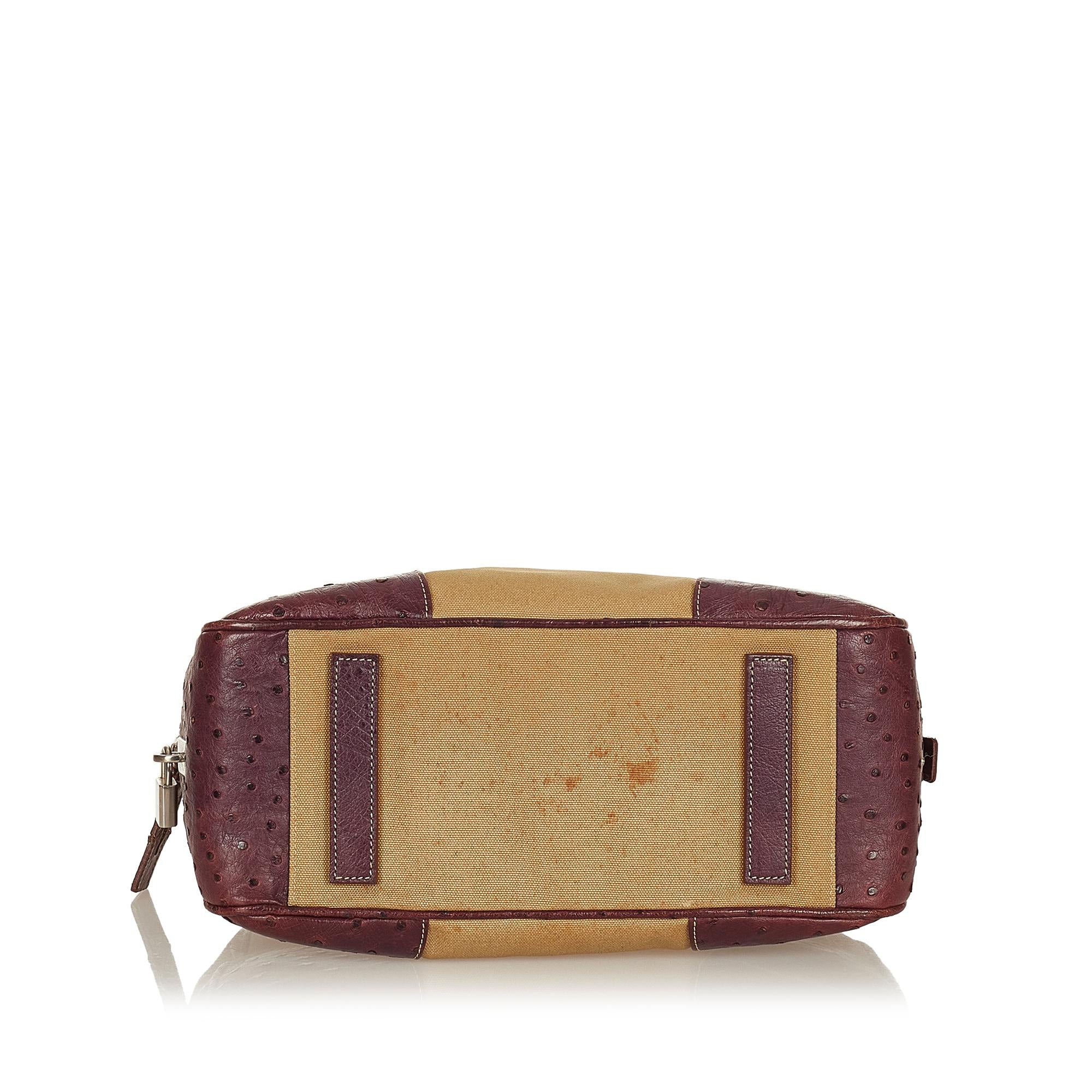 Prada Ostrich Trimmed Dome Handbag (SHG-yF5K8r)