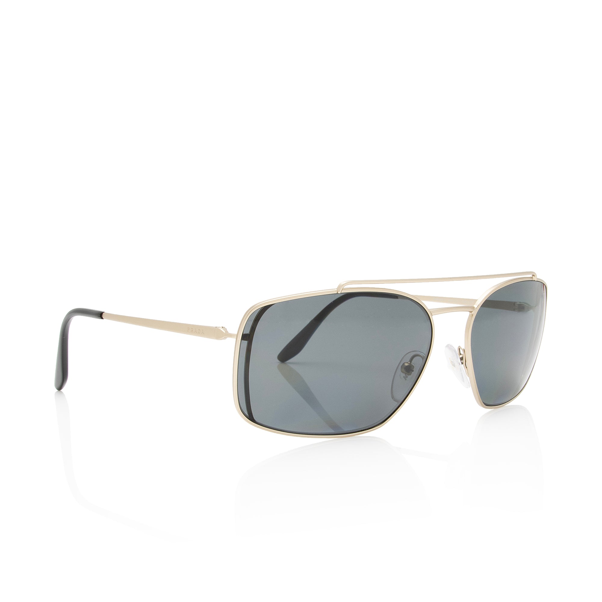 Prada Polarized Rectangular Aviator Sunglasses (SHF-IjJBqf)