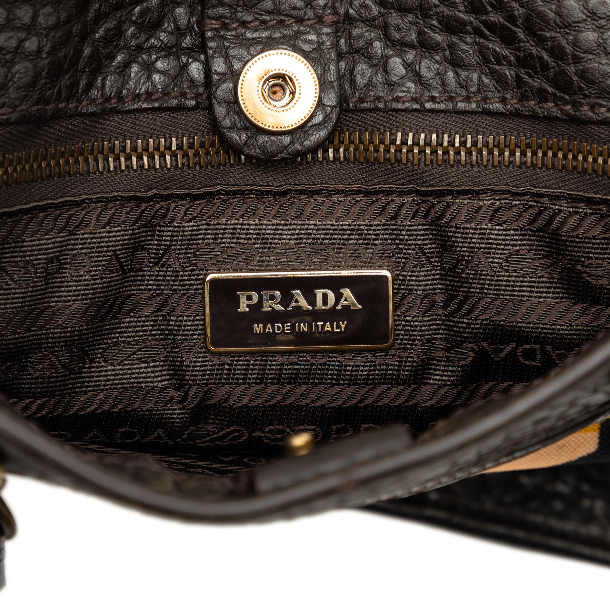 Prada Printed Canvas and Leather Tote