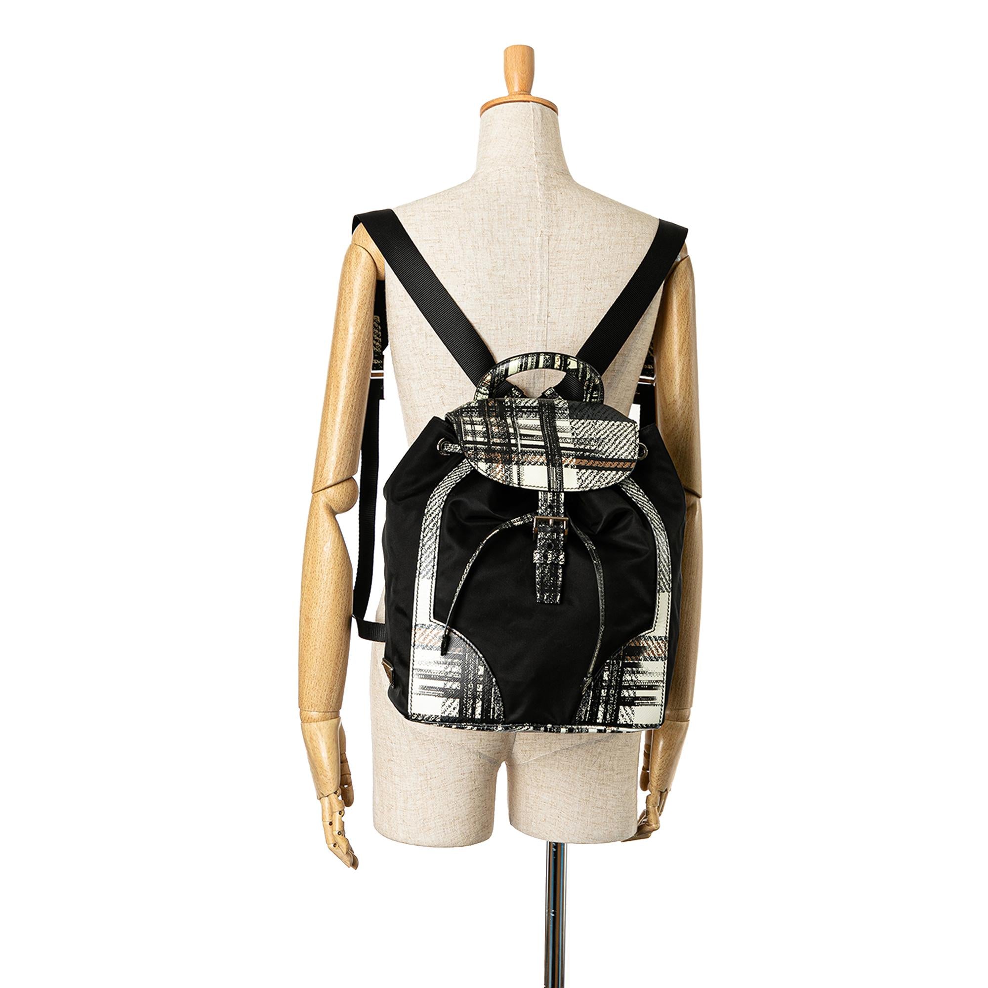 Prada Printed Saffiano Trimmed Tessuto Backpack (SHG-PIB586)