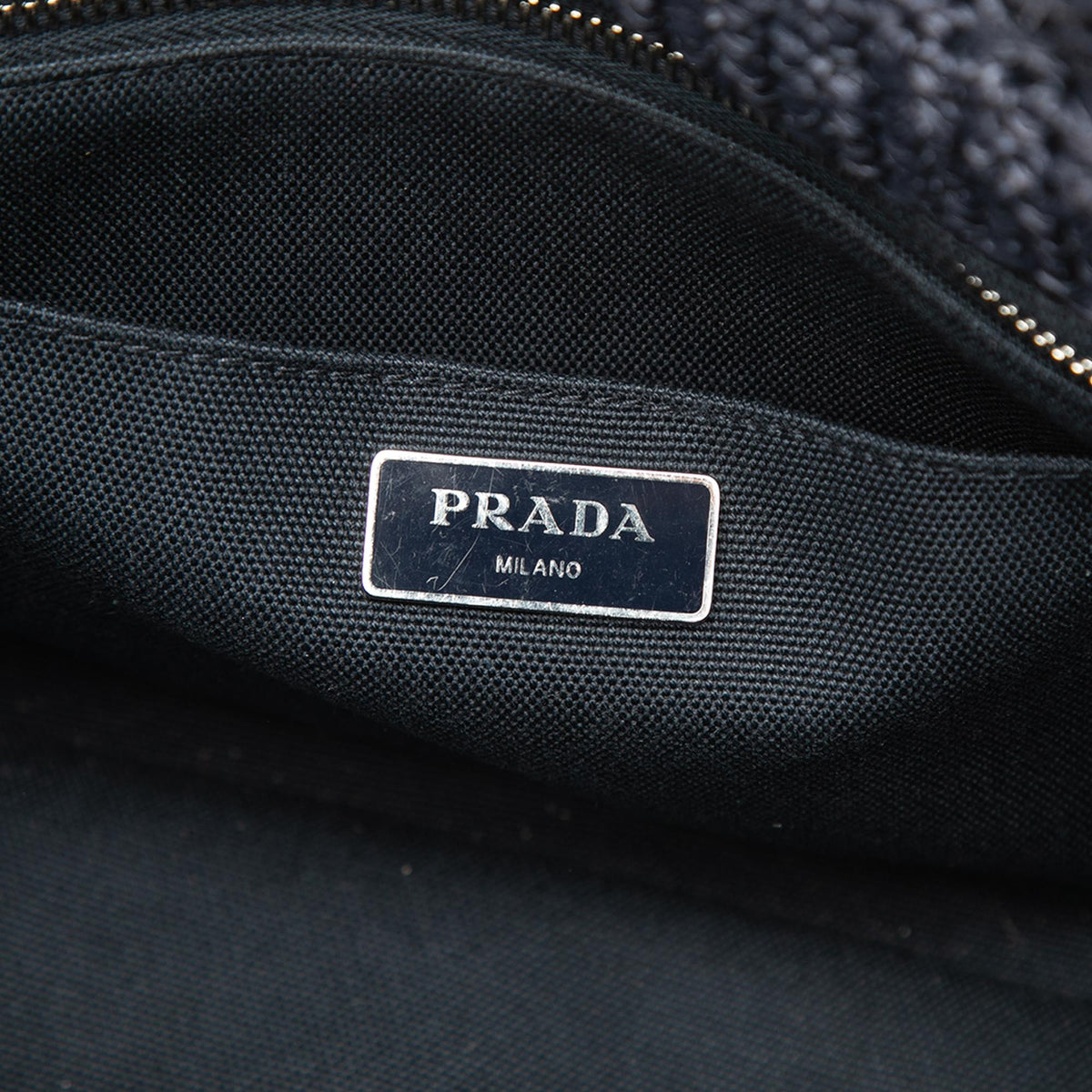Prada Raffia Effect Crochet Pois Satchel
