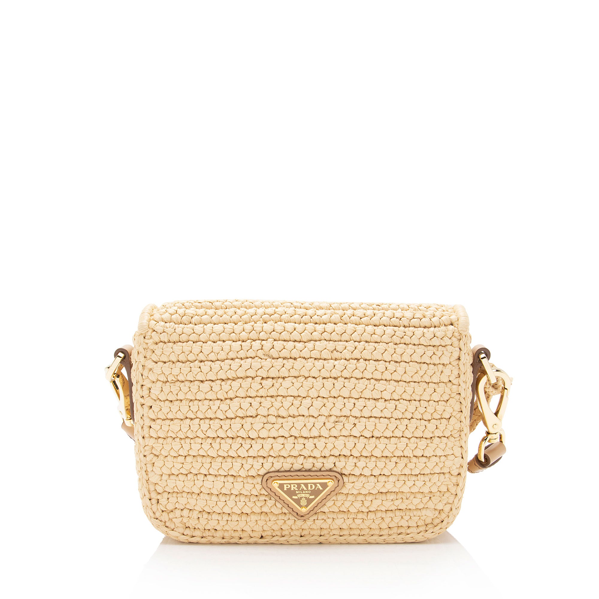 Prada Raffia Logo Flap Shoulder Bag (SHF-vAij0V)