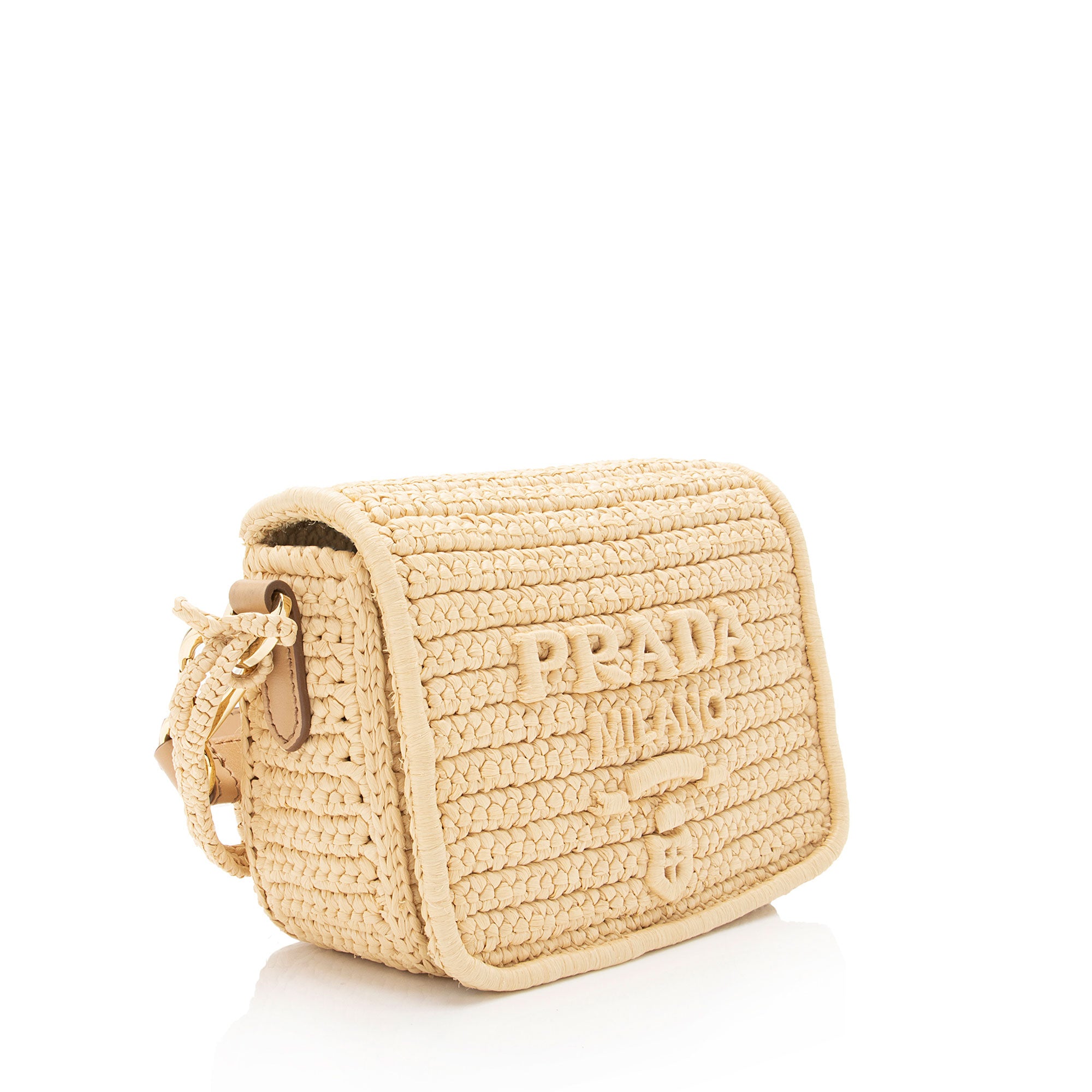 Prada Raffia Logo Flap Shoulder Bag (SHF-vAij0V)