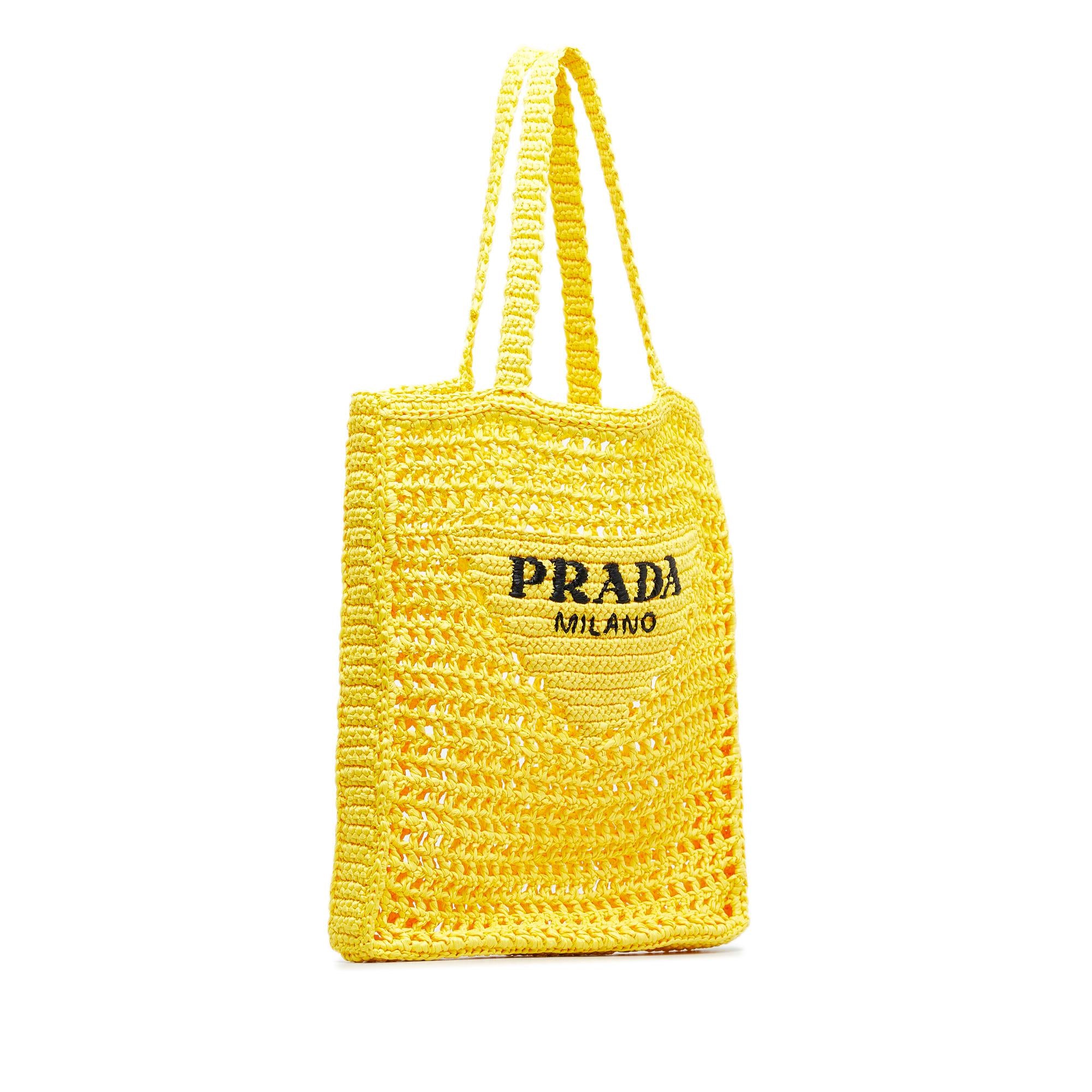 Prada Raffia Logo Tote