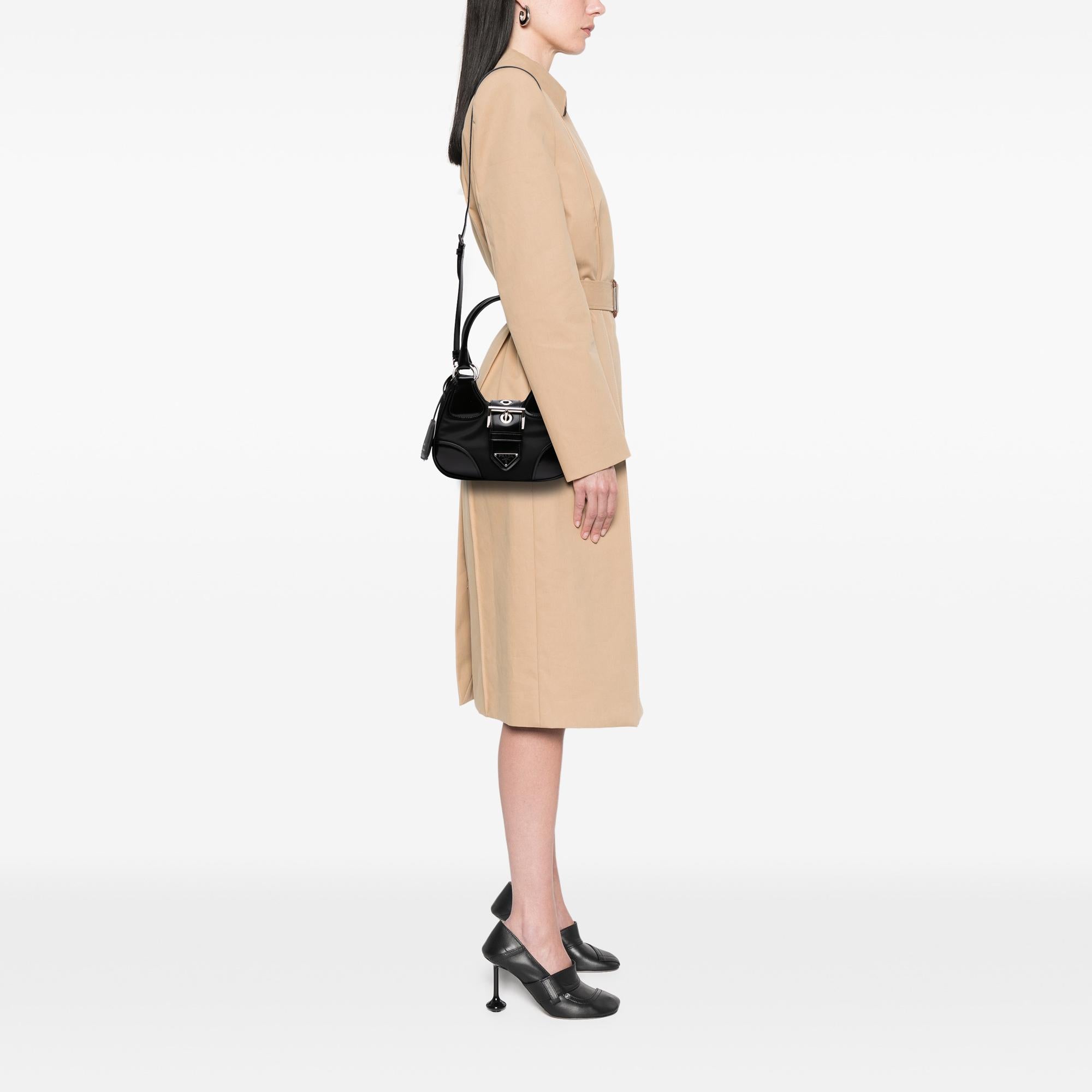 Prada Re Nylon and Shiny Calfskin Re Edition 2002 Moon Satchel