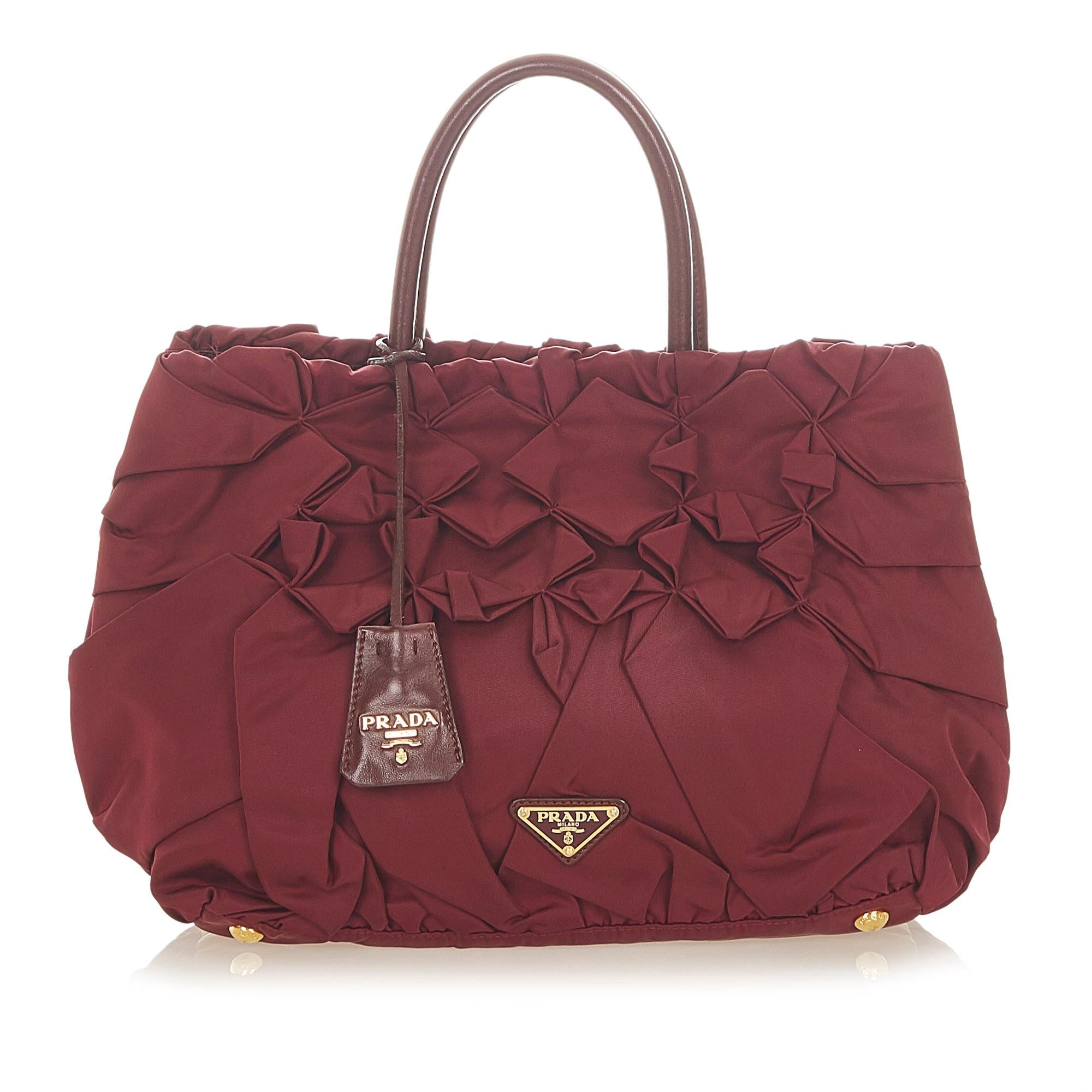 Prada Ruffled Tessuto Tote Bag (SHG-32348)
