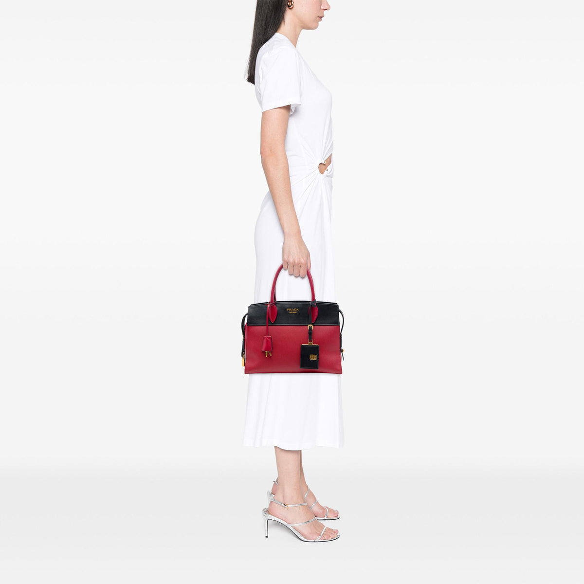 Prada Saffiano And City Calf Esplanade Satchel
