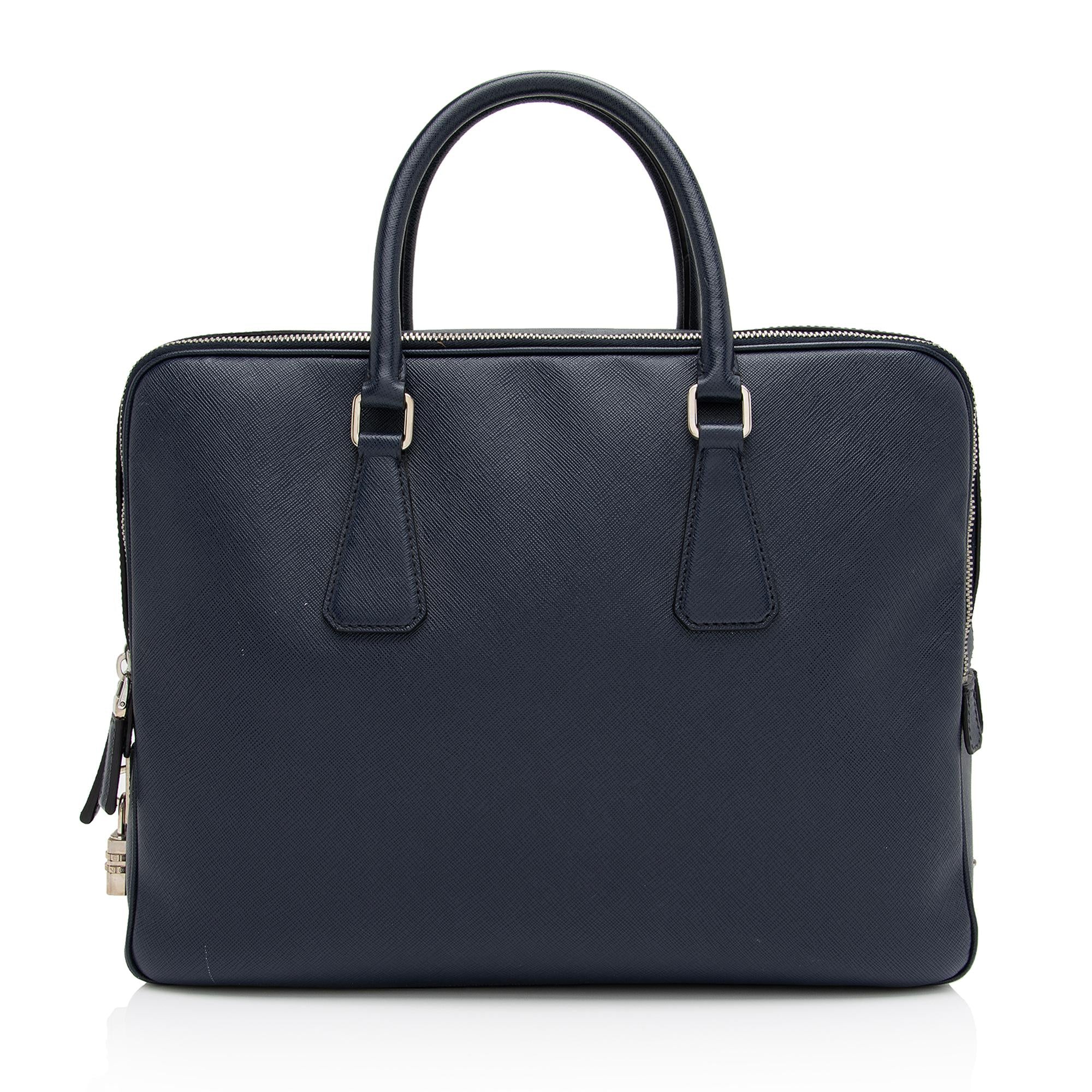 Prada Saffiano Borsa Da Viaggio Travel Briefcase (SHF-KwCbKA)