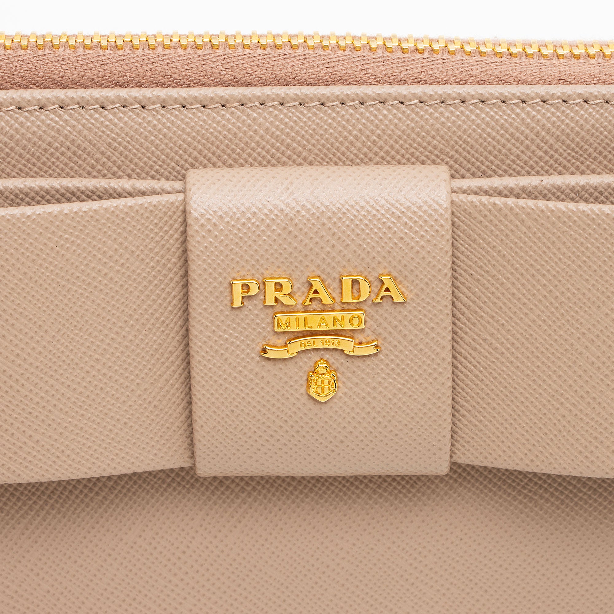 Prada Saffiano Bow Zip Around Wallet