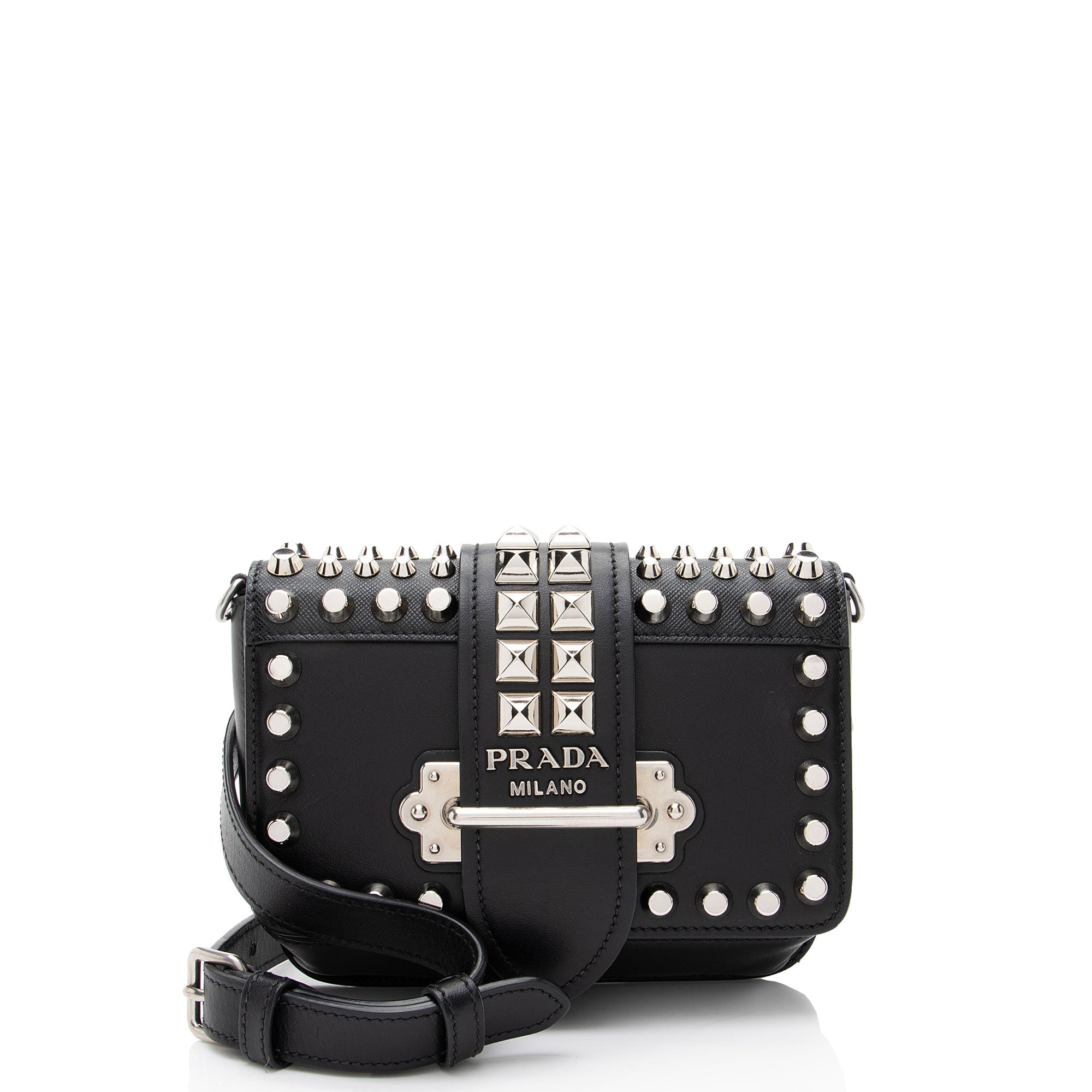 Prada Saffiano Calfskin Studded Cahier Belt Bag