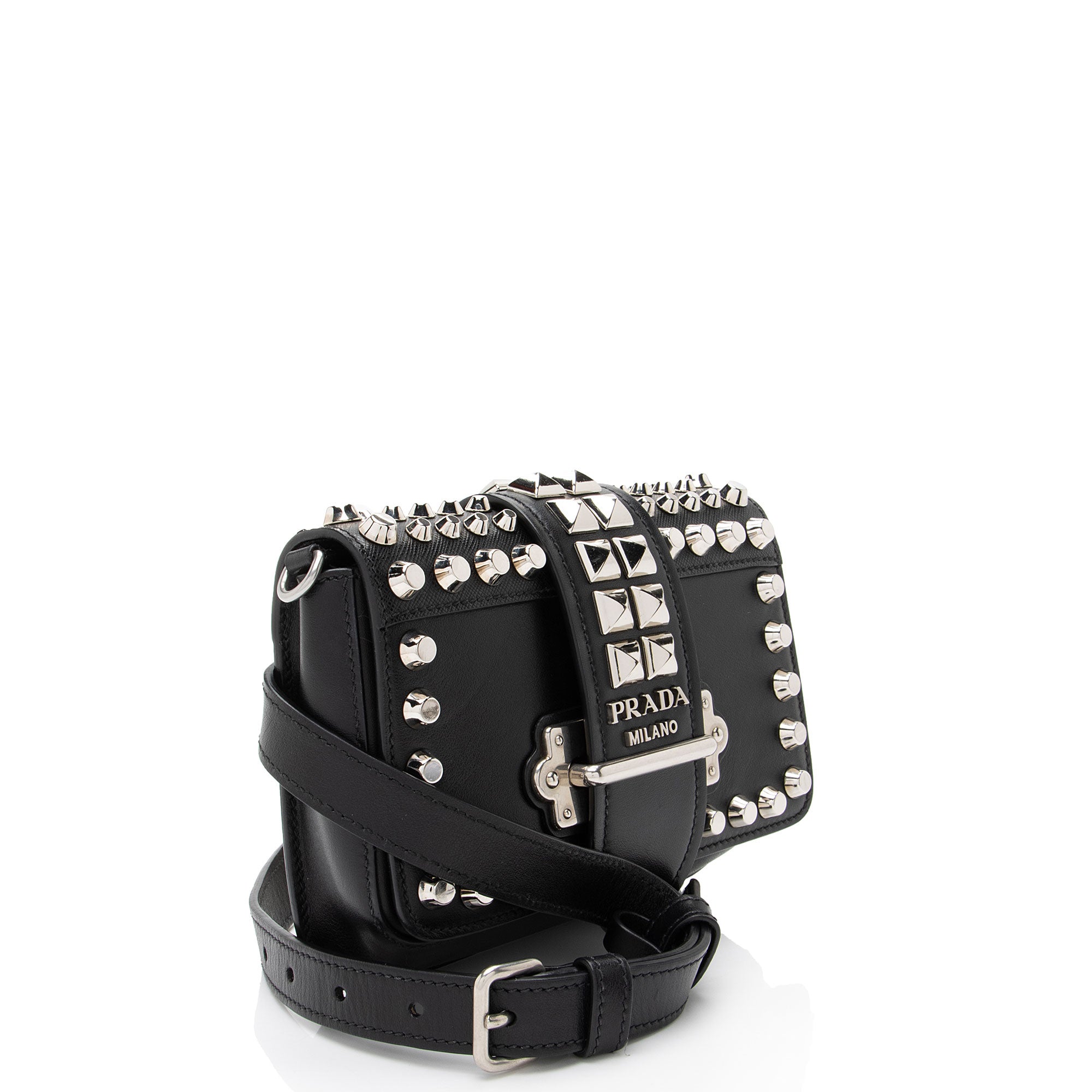 Prada Saffiano Calfskin Studded Cahier Belt Bag